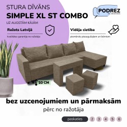 Simple XL St Combo large corner sofa with table and poufs Beige