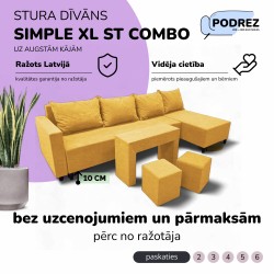 Simple XL St Combo large corner sofa with table and poufs Yellow