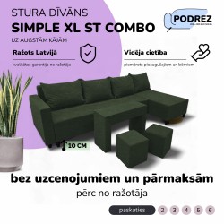 Simple XL St Combo large corner sofa with table and poufs Turquoise green