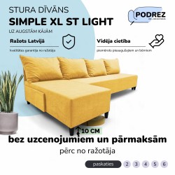 Liels stūra dīvāns bez roku balstiem Simple XL St Light Dzeltena