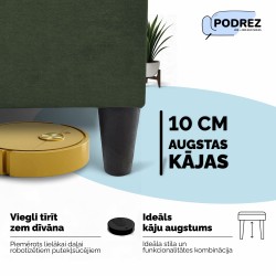 Klasisks liels stūra dīvāns Simple XL Sturis Tirkīza zaļa