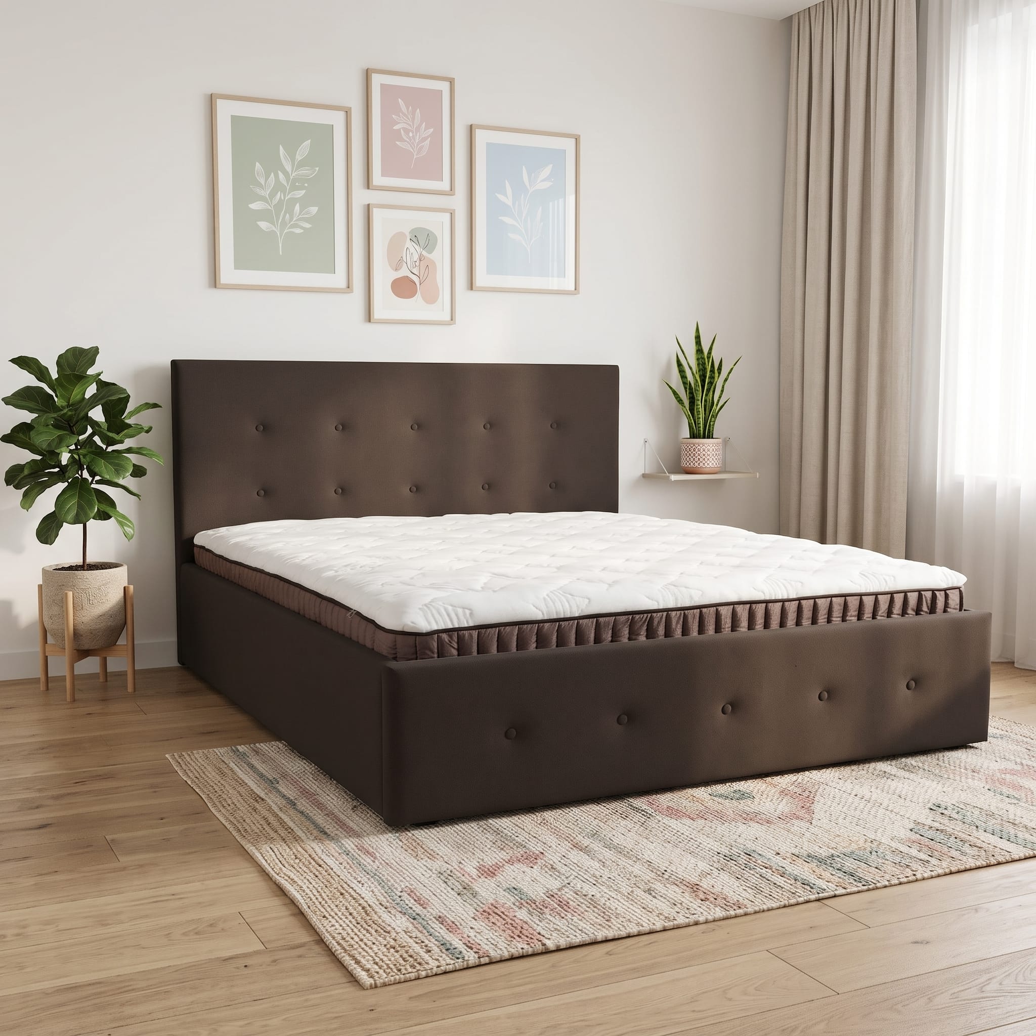 Bed with Storage Poga Light brown 90