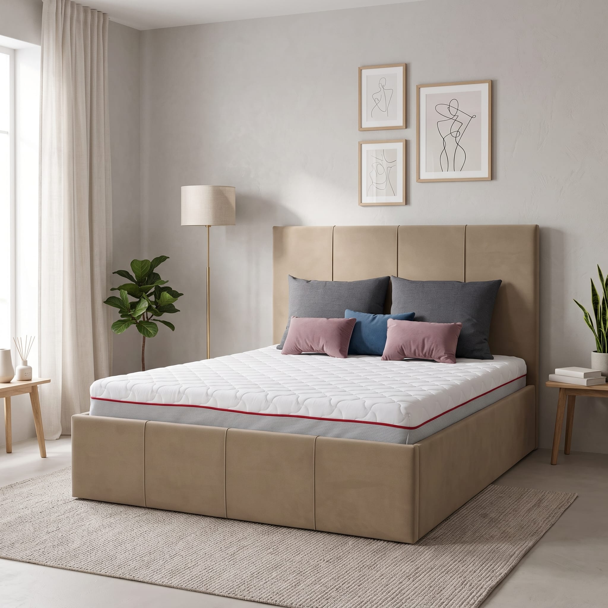 Bed with Storage Stef Cream 140 - 1