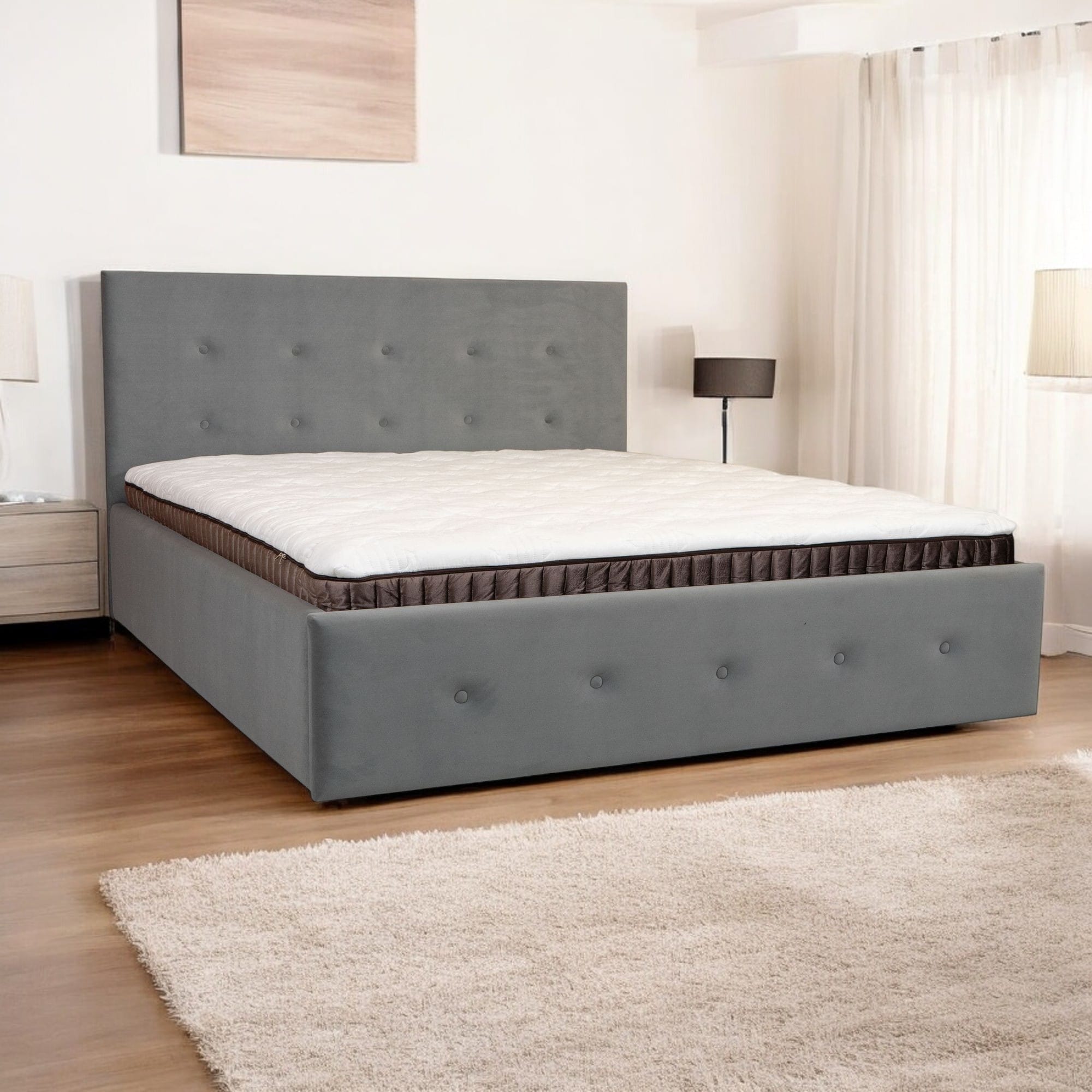 Bed with Storage Poga Light gray 160