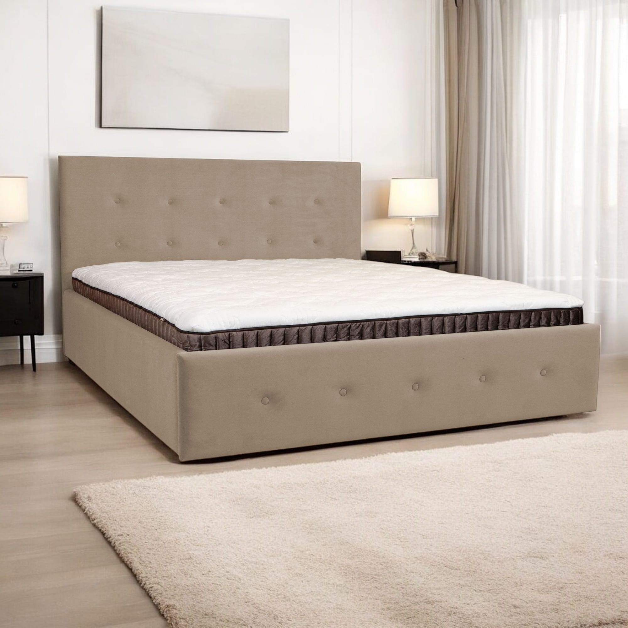 Bed with Storage Poga Cream 90 - 1