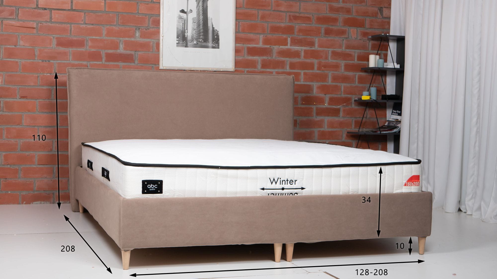 Bed with Storage Mika Classic Light gray 140 — photo 4