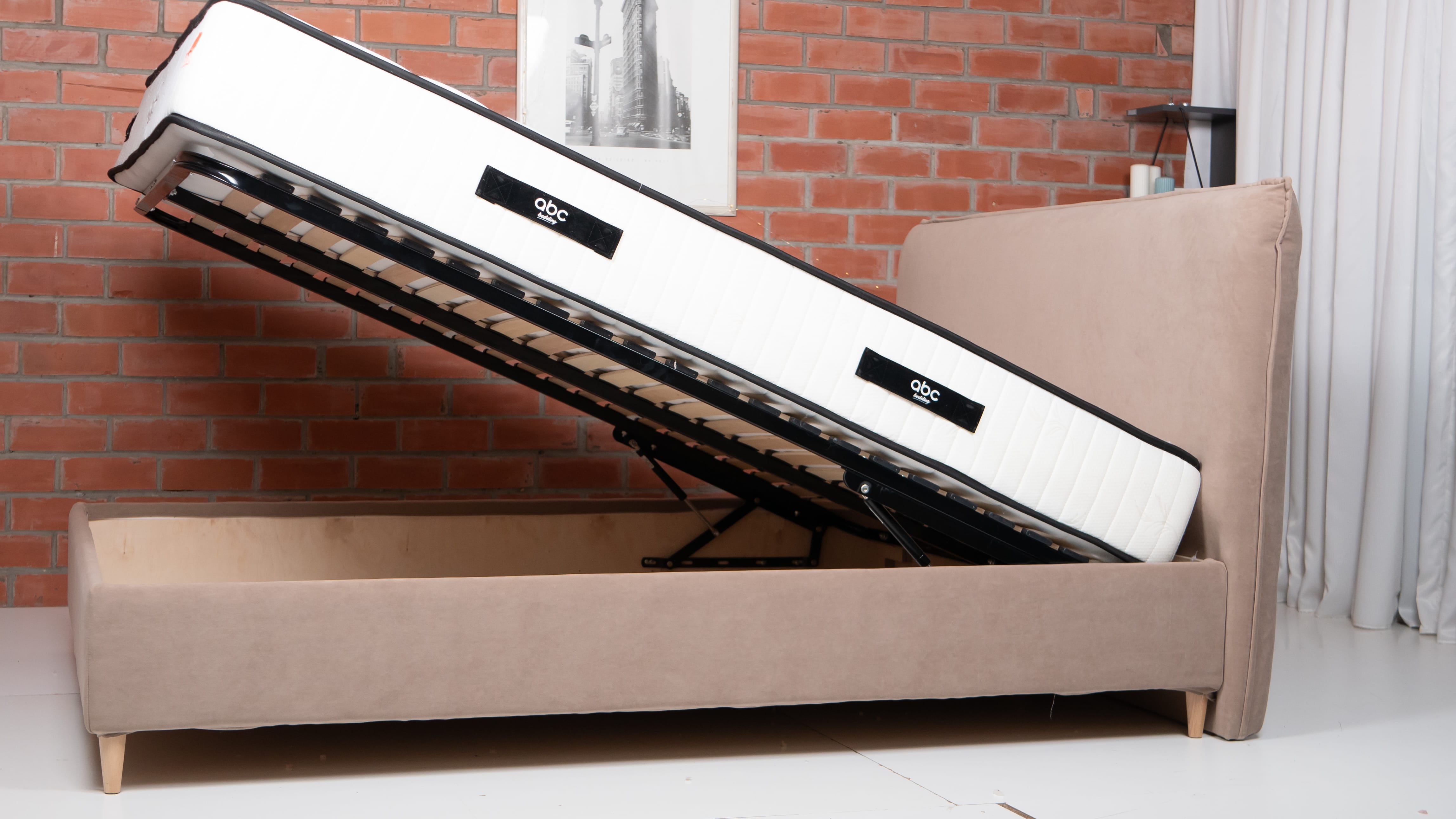 Bed with Storage Mika Classic Light gray 140 — photo 8