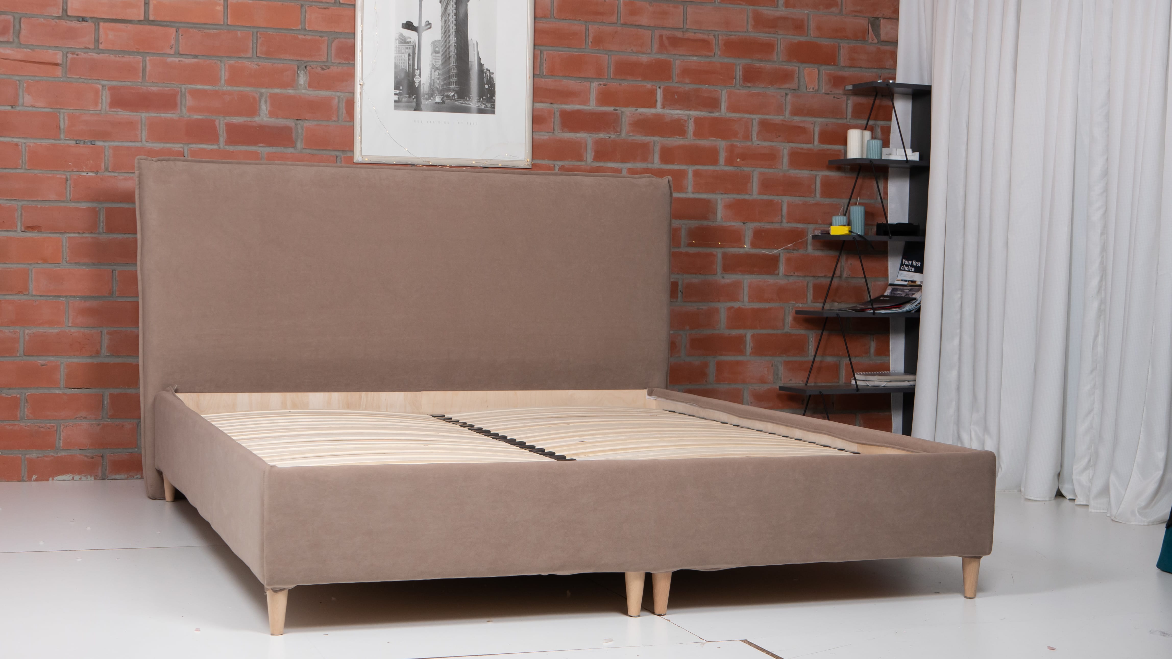 Bed with Storage Mika Classic Light gray 140 — photo 9