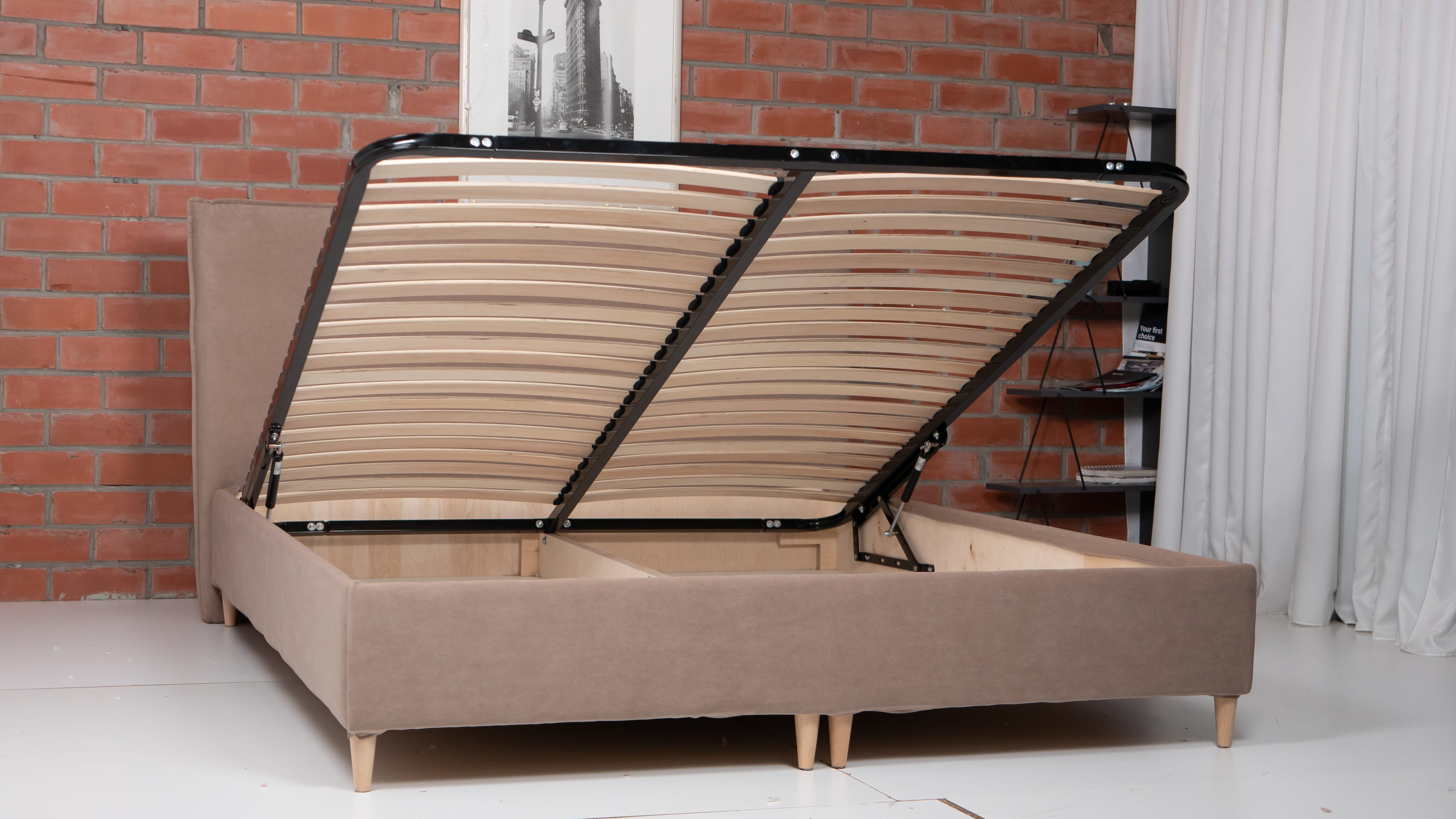 Bed with Storage Mika Classic Light gray 140 — photo 10