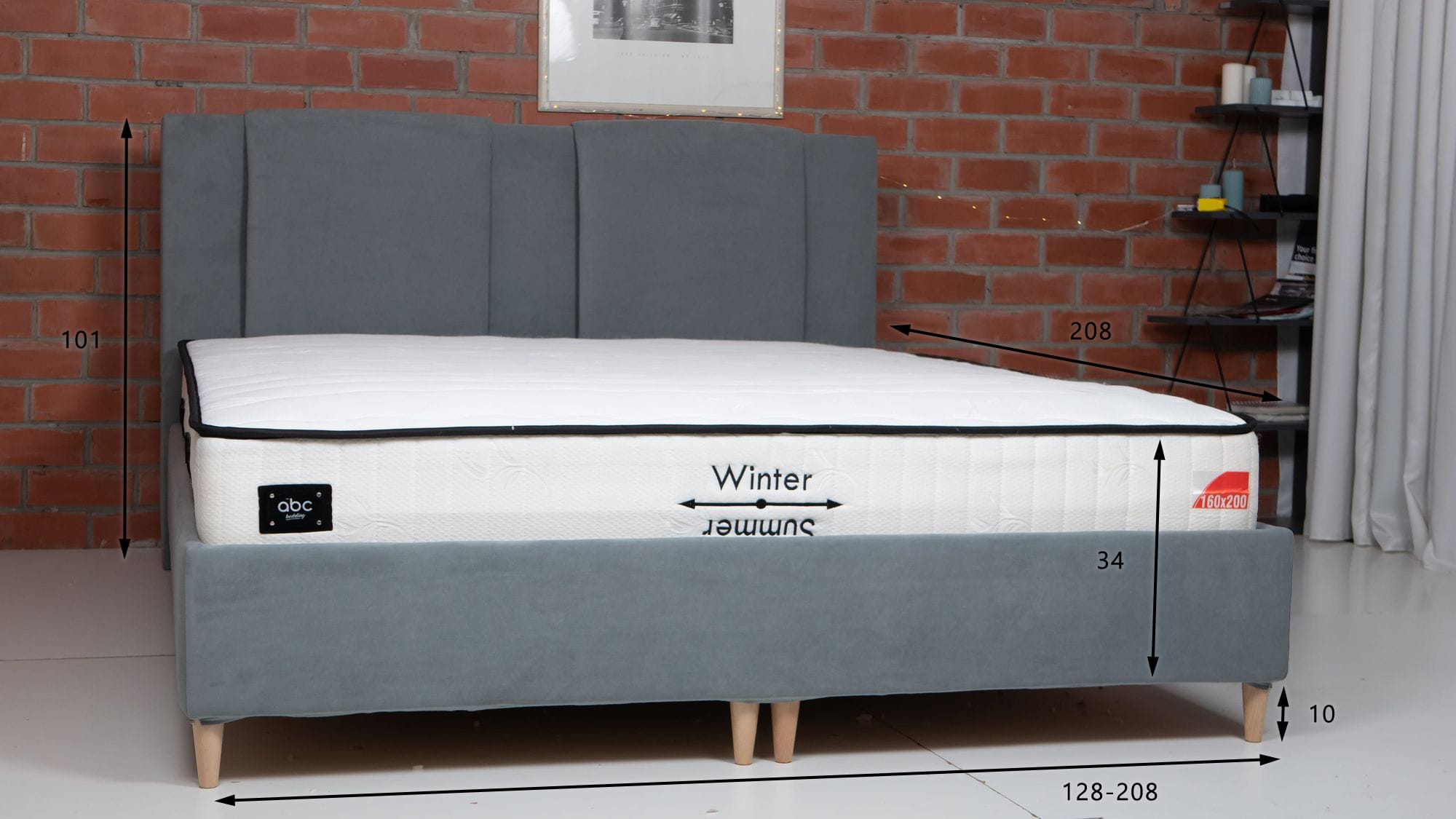 Bed with Storage Toma Classic Light gray 180 — photo 4