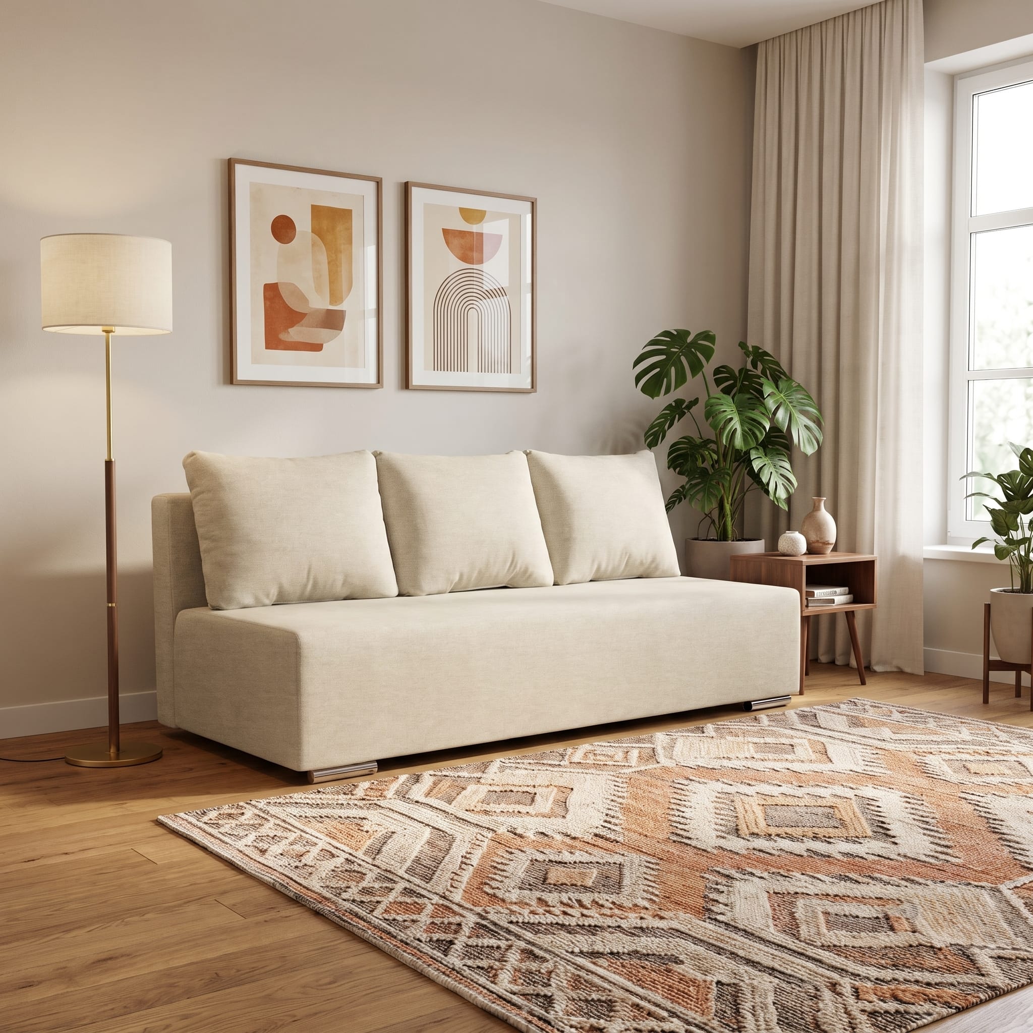 Sofa Bed Kvadrats Cream XL (160cm) — photo 1