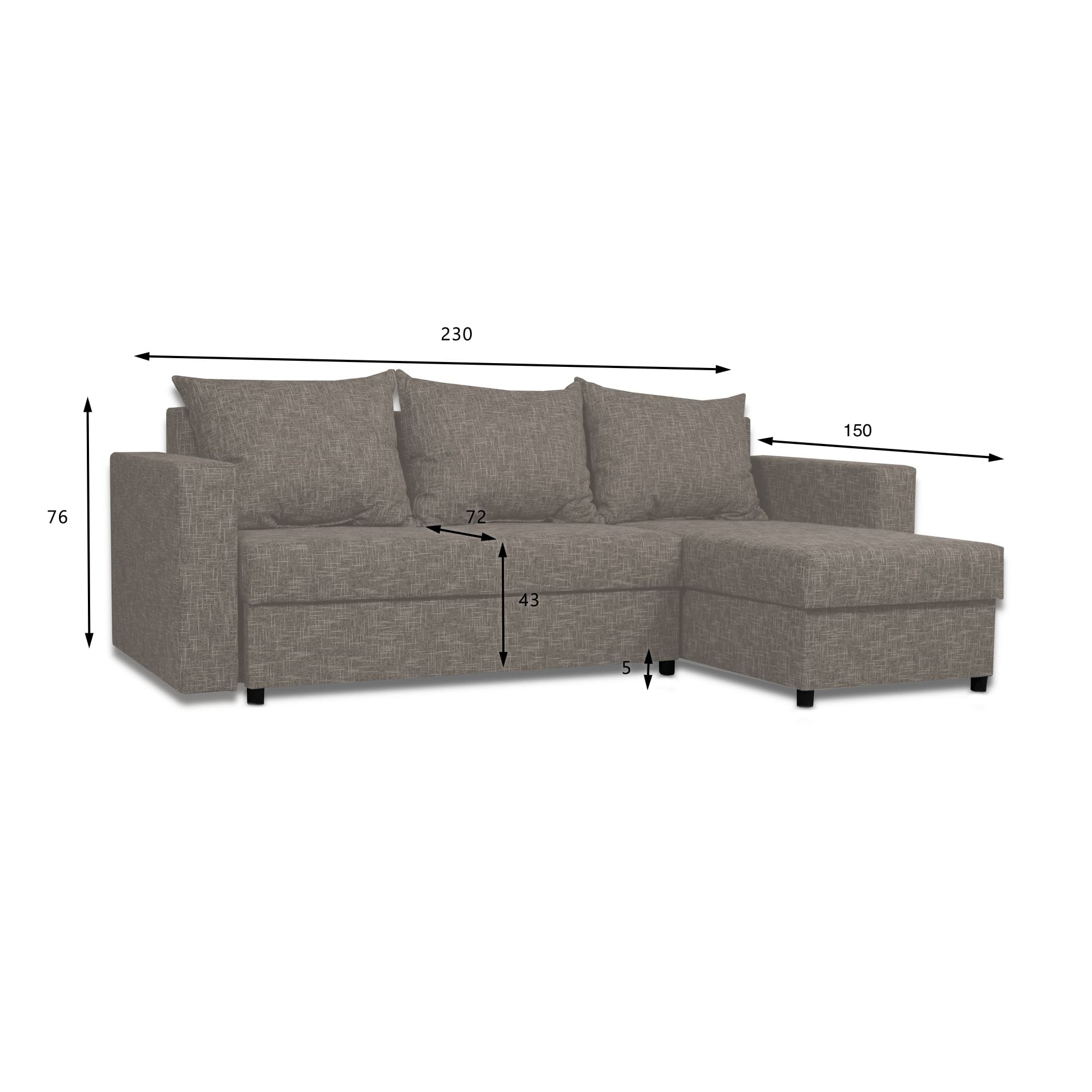 Stūra dīvāns Lugan Kombinēts gaišs+tumši bēšs Standart (145cm) - 3