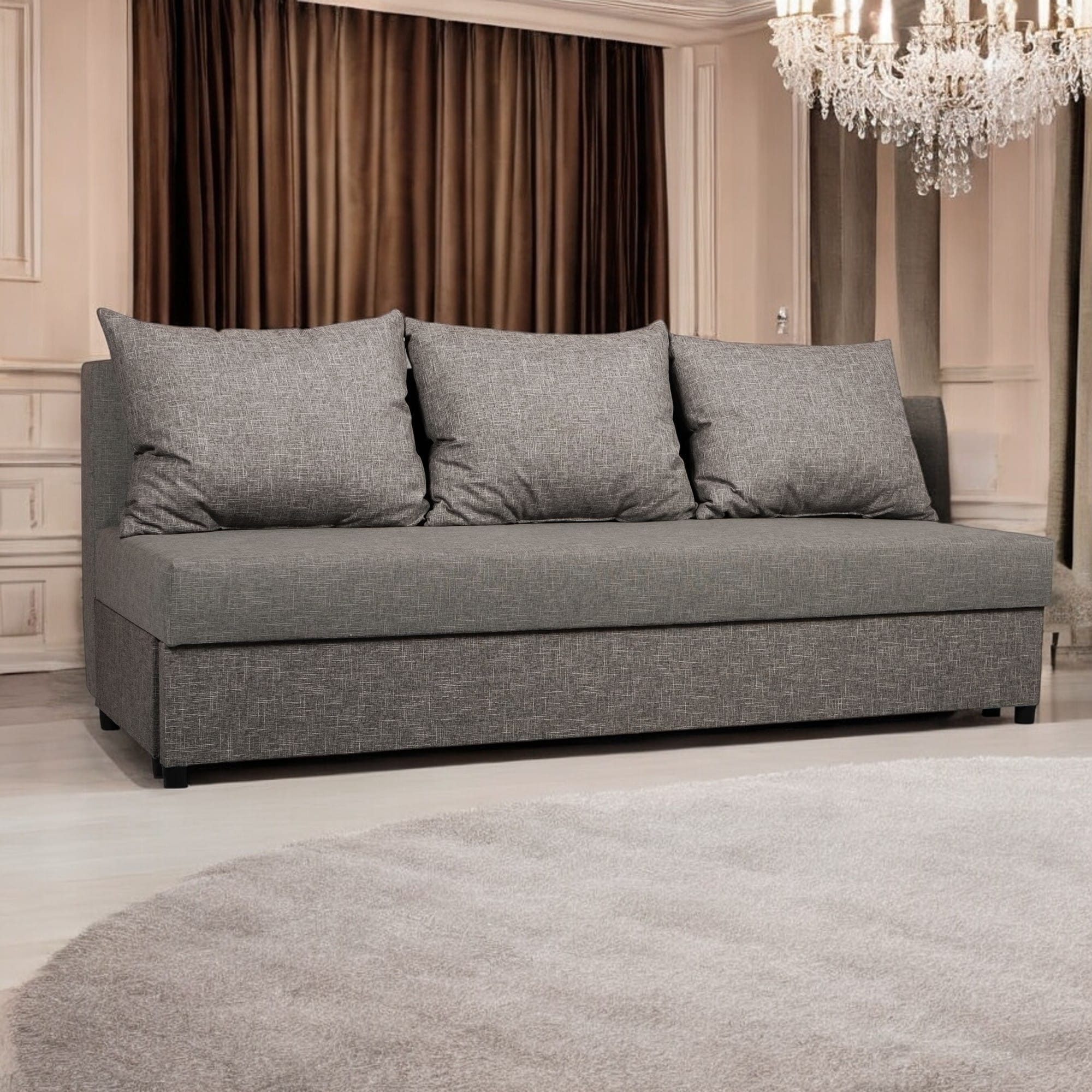 Dīvāns–Gulta Mini Kombinēts gaišs+tumši bēšs Standart (145cm) - 1