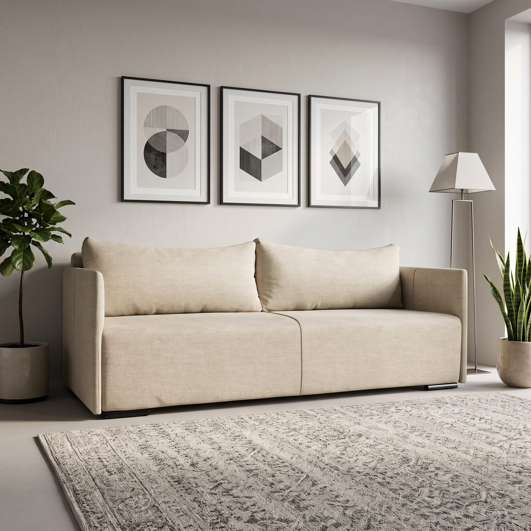 Dīvāns–Gulta Deka divans Krēms Standart (145cm) - 1