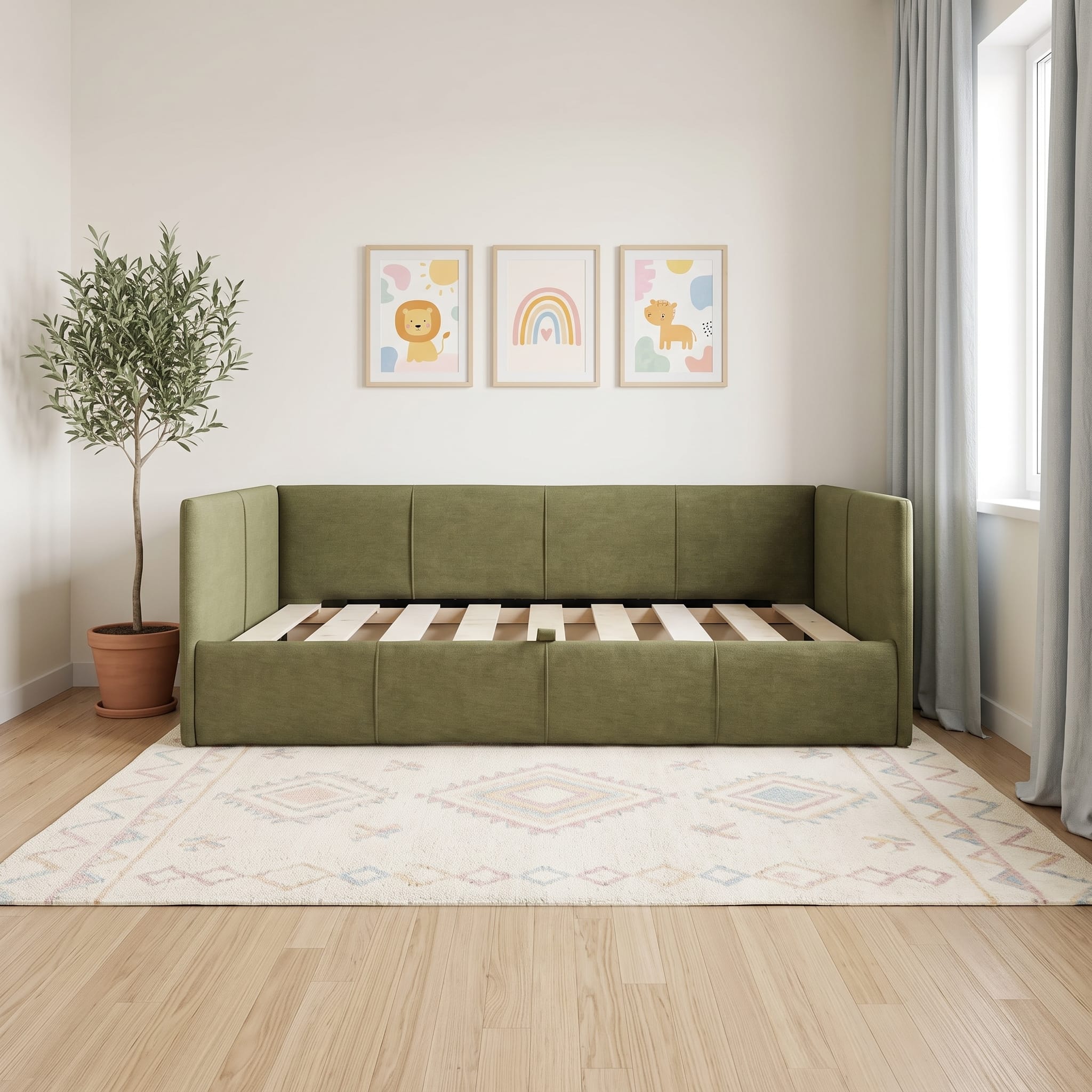 Single bed Teodor Green Without mattress - 1