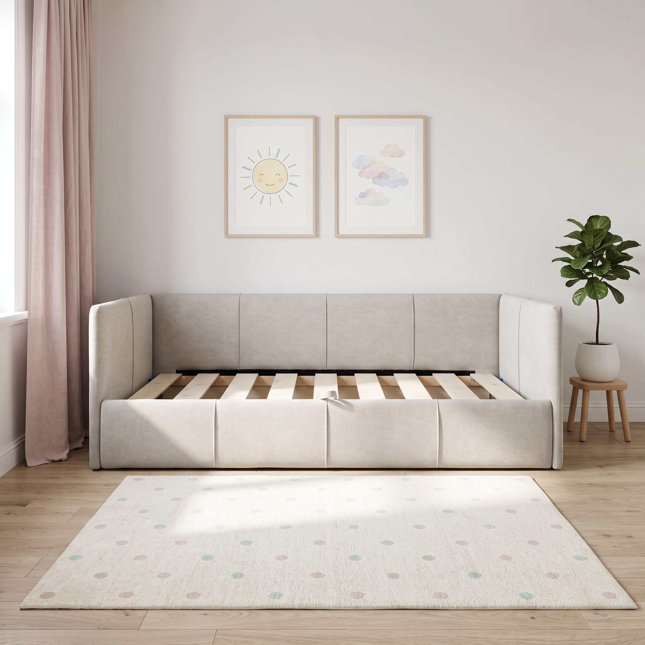 Single bed Teodor Light gray Without mattress - 1