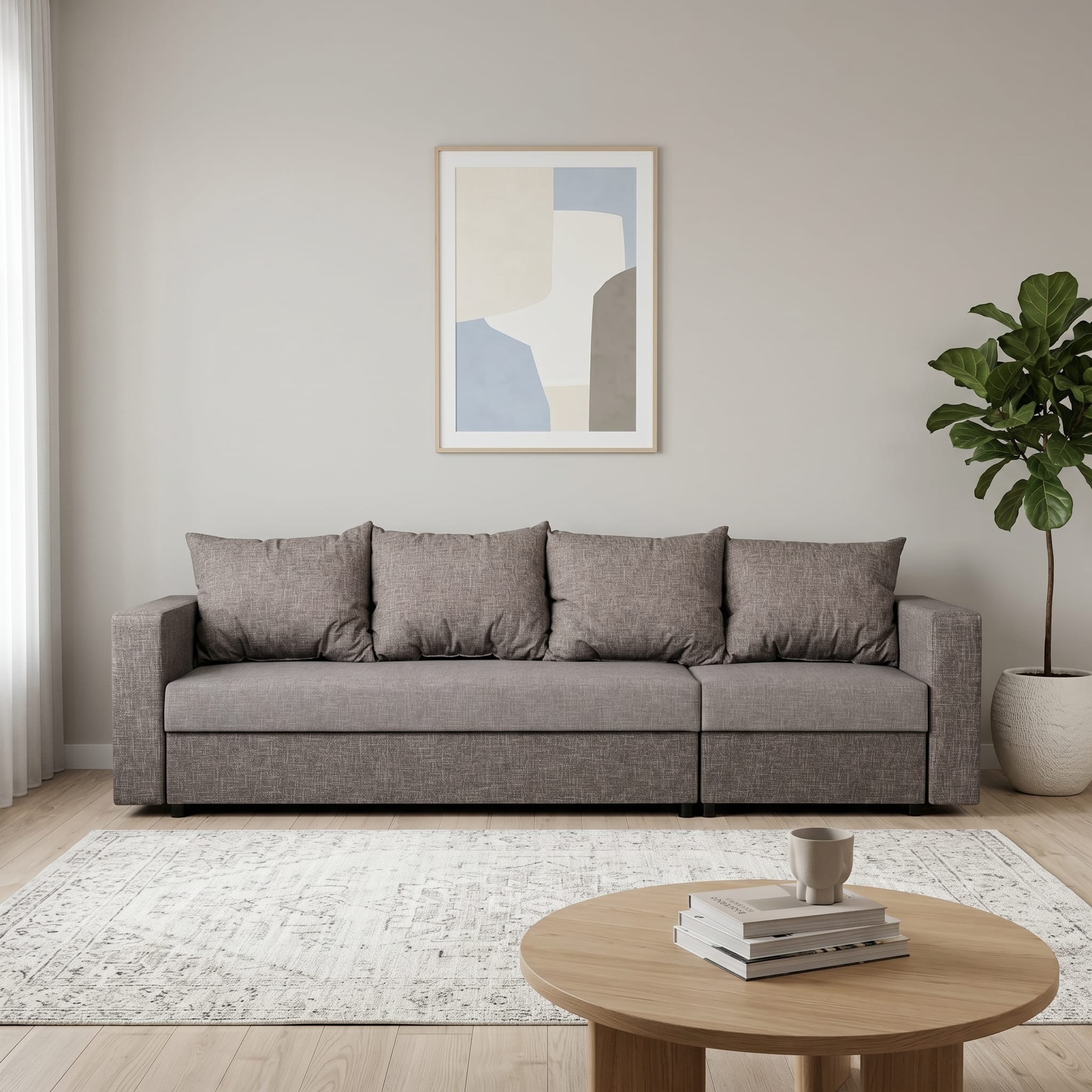 Stūra dīvāns Lona Kombinēts gaišs+tumši bēšs Standart (145cm) - 1