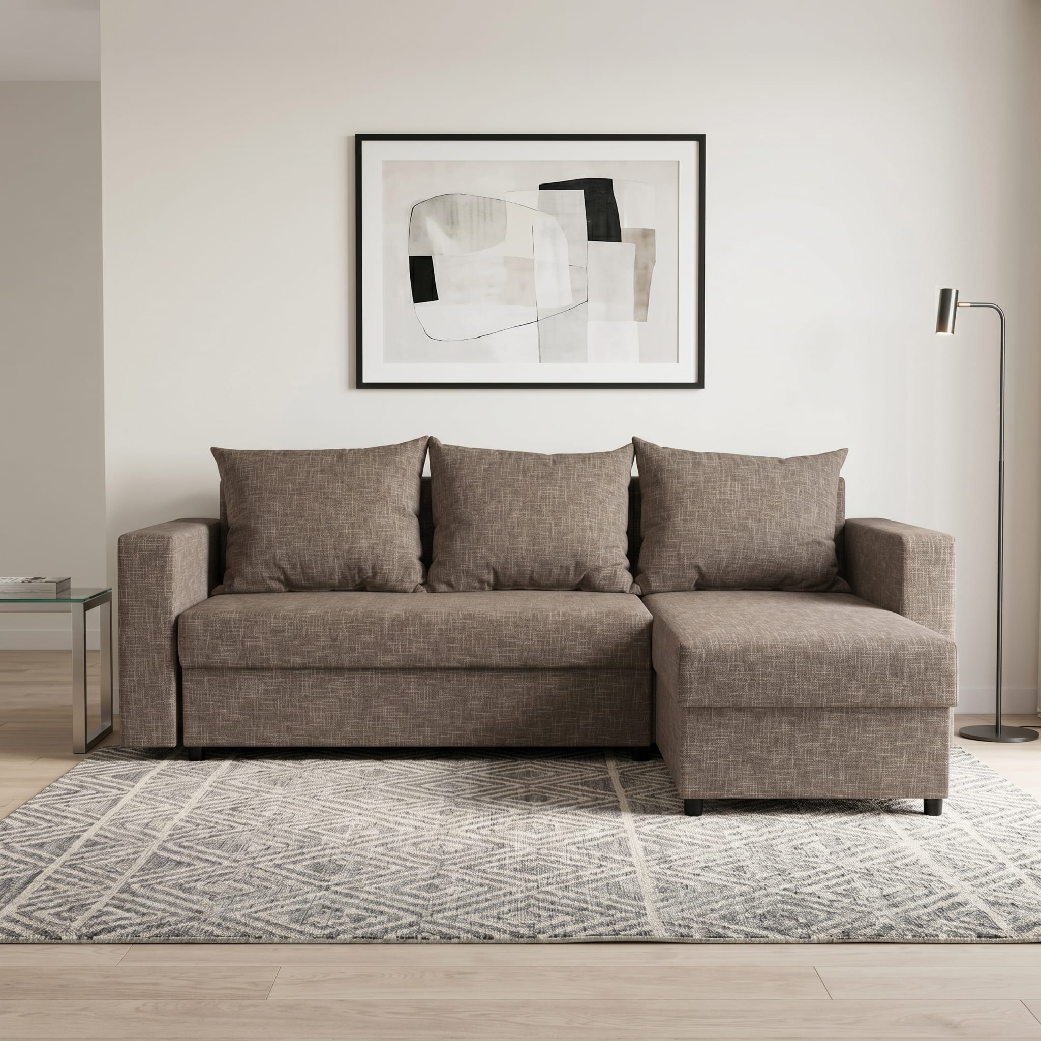 Stūra dīvāns Lugan Tumši bēšs Standart (145cm) - 1