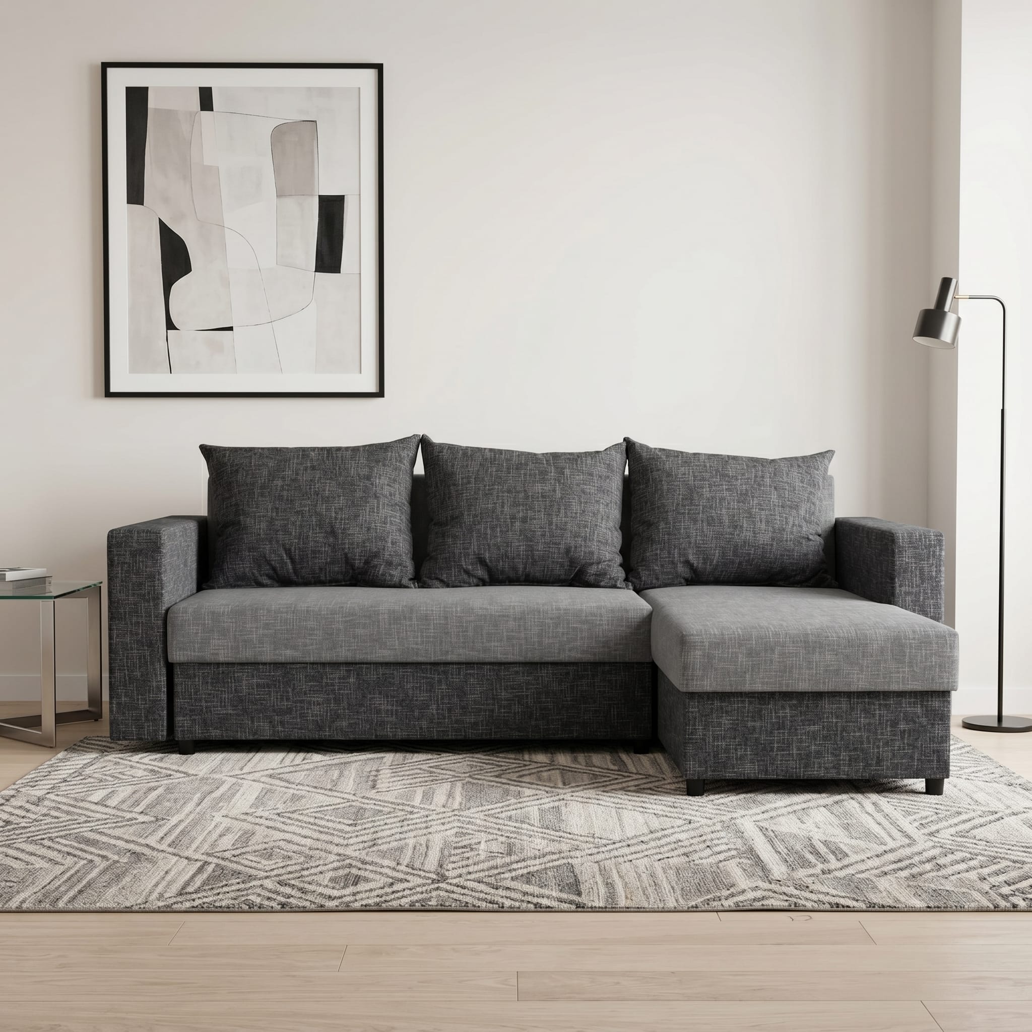 Stūra dīvāns Lugan Kombinēts gaišs+tumši pelēks XL (160cm) - 1