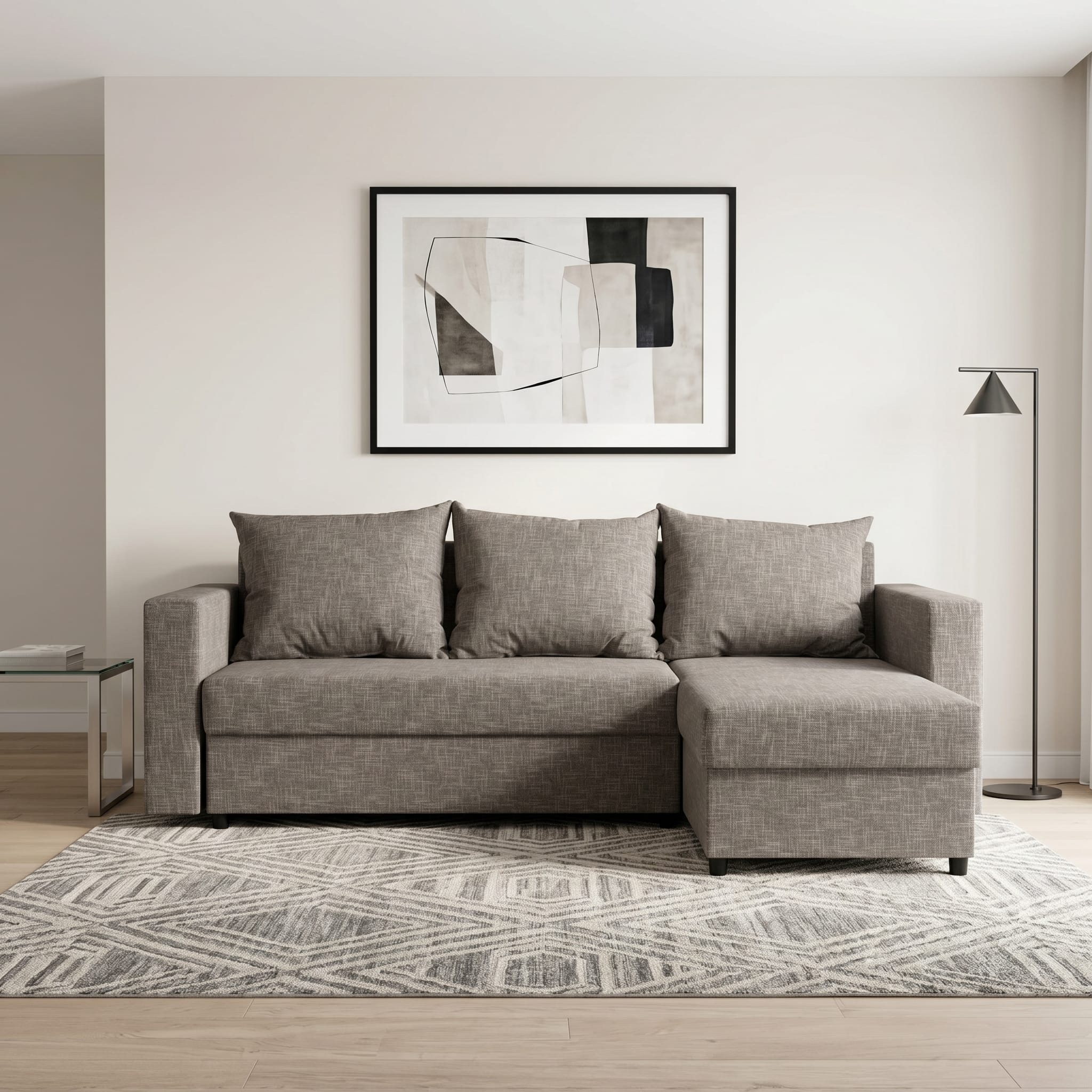 Stūra dīvāns Lugan Bēšs-pelēks Standart (145cm) - 1