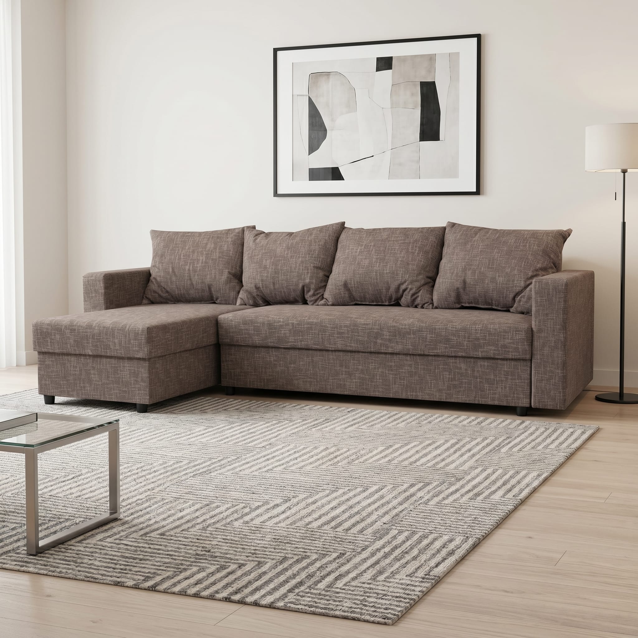 Stūra dīvāns Lugan+ Tumši bēšs XL (160cm) - 1
