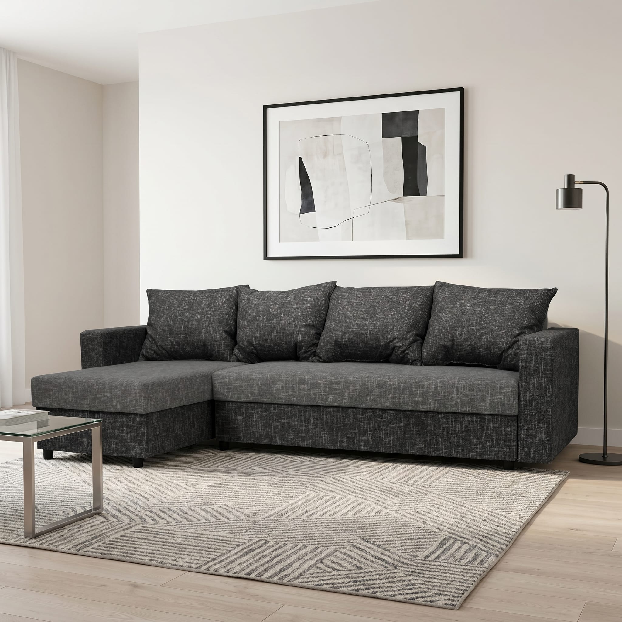 Stūra dīvāns Lugan+ Kombinēts gaišs+tumši pelēks XL (160cm) - 1