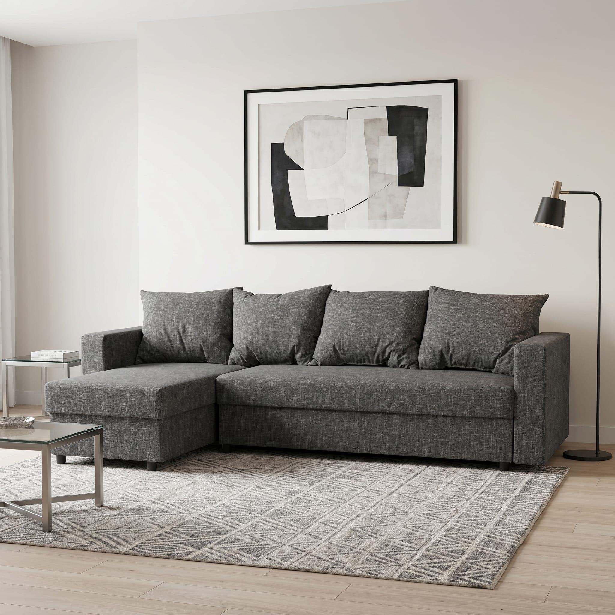Stūra dīvāns Lugan+ Gaiši pelēka Standart (145cm) - 1