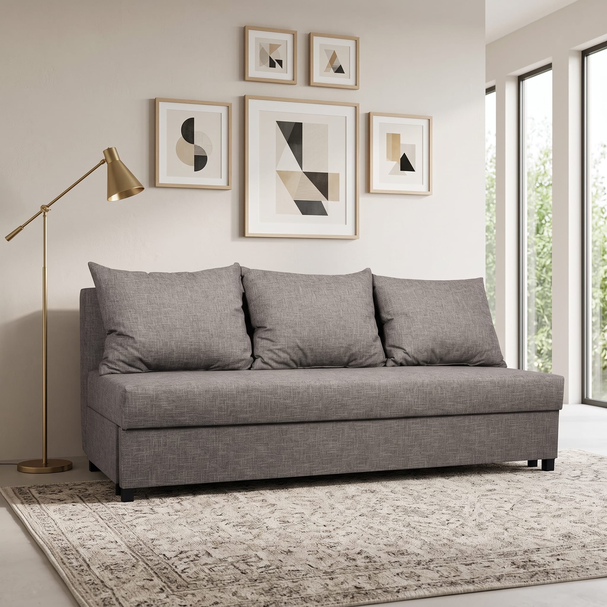 Dīvāns–Gulta Mini Tumši bēšs Standart (145cm) - 1