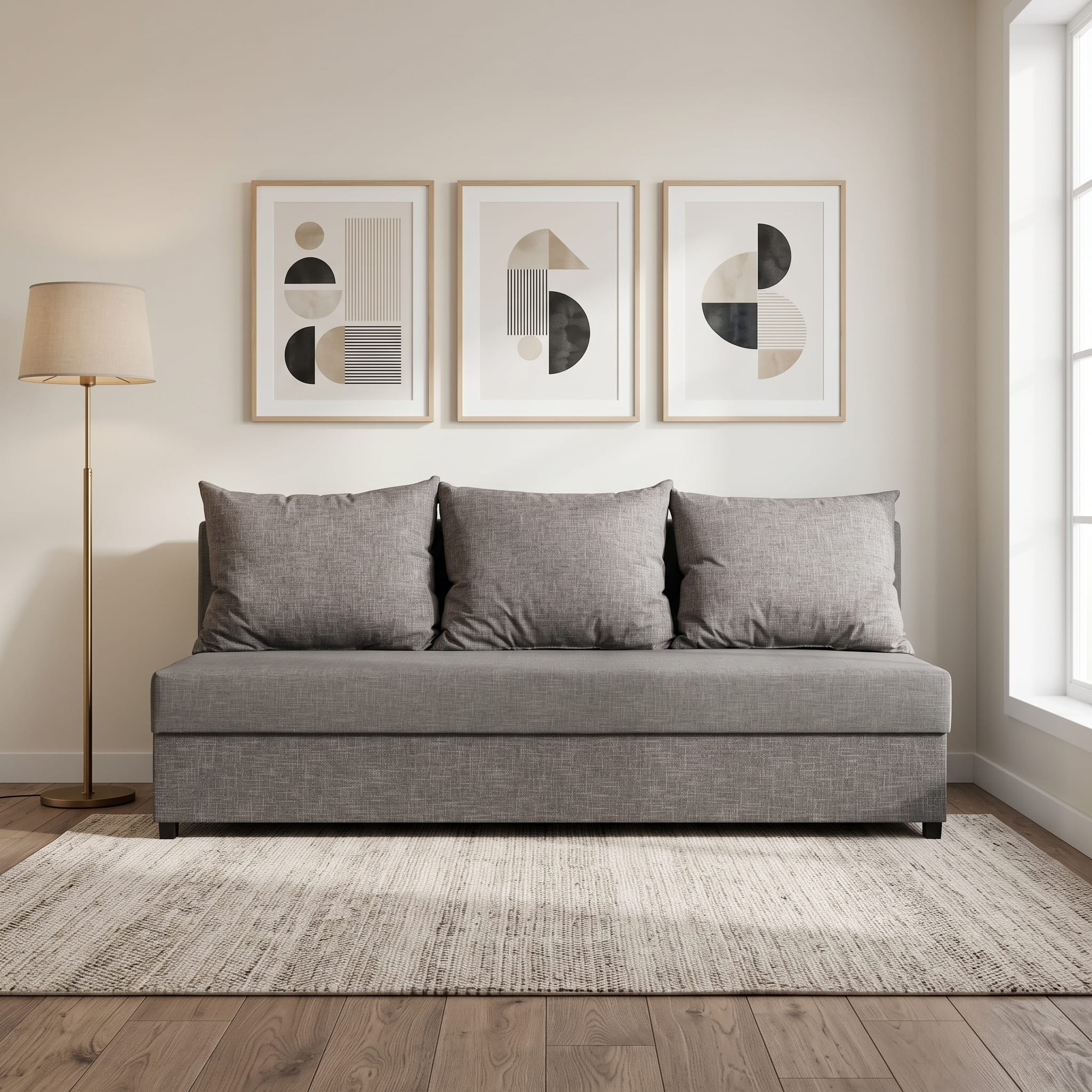 Sofa Bed Mini Combination of light and dark beige Standard (145cm) - 1