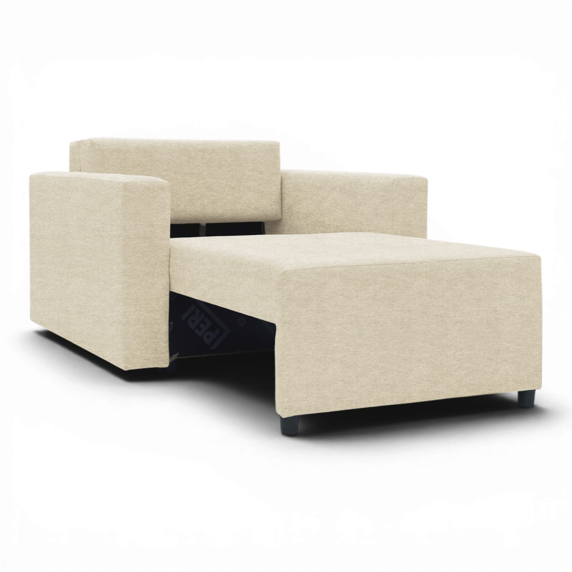 Neo modular folding armchair bed with storage drawer, cream — photo 17