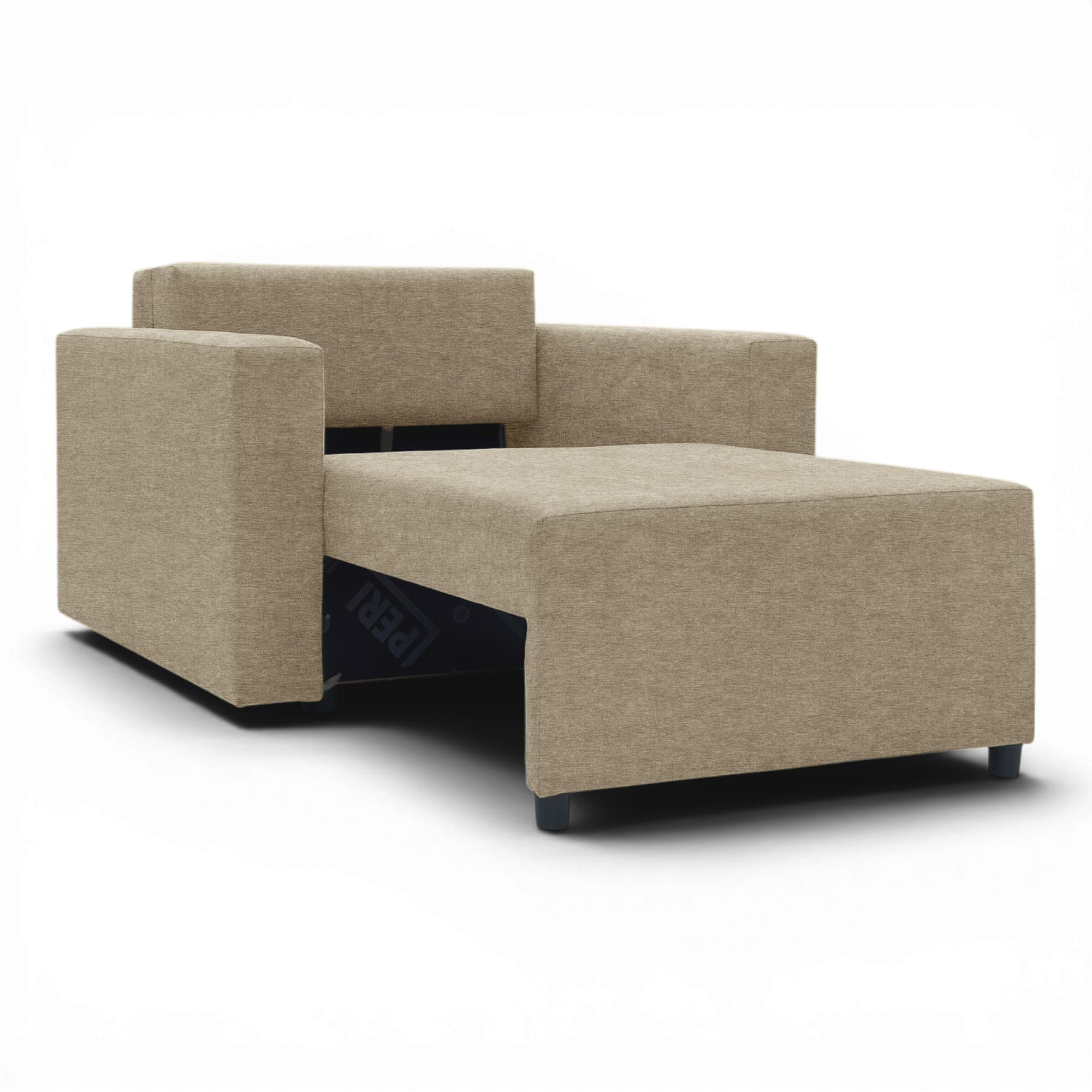 Neo modular folding armchair bed with storage drawer, beige-gray — photo 17