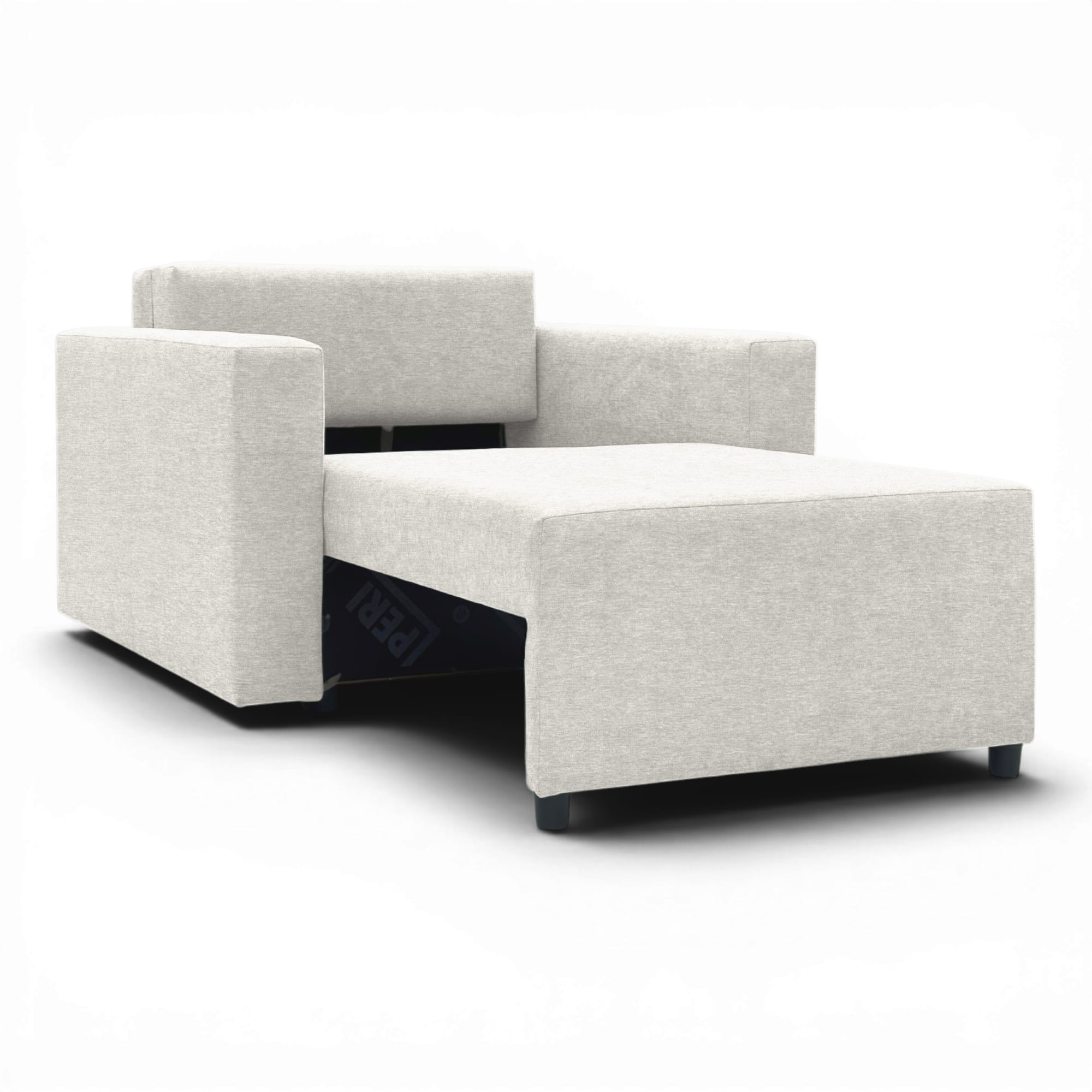 Neo modular folding armchair bed with storage drawer, light gray — photo 17