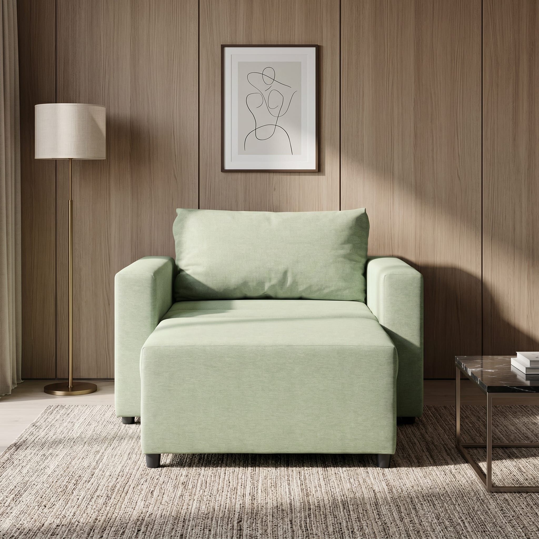Neo modular folding armchair bed with storage drawer, turquoise — photo 2