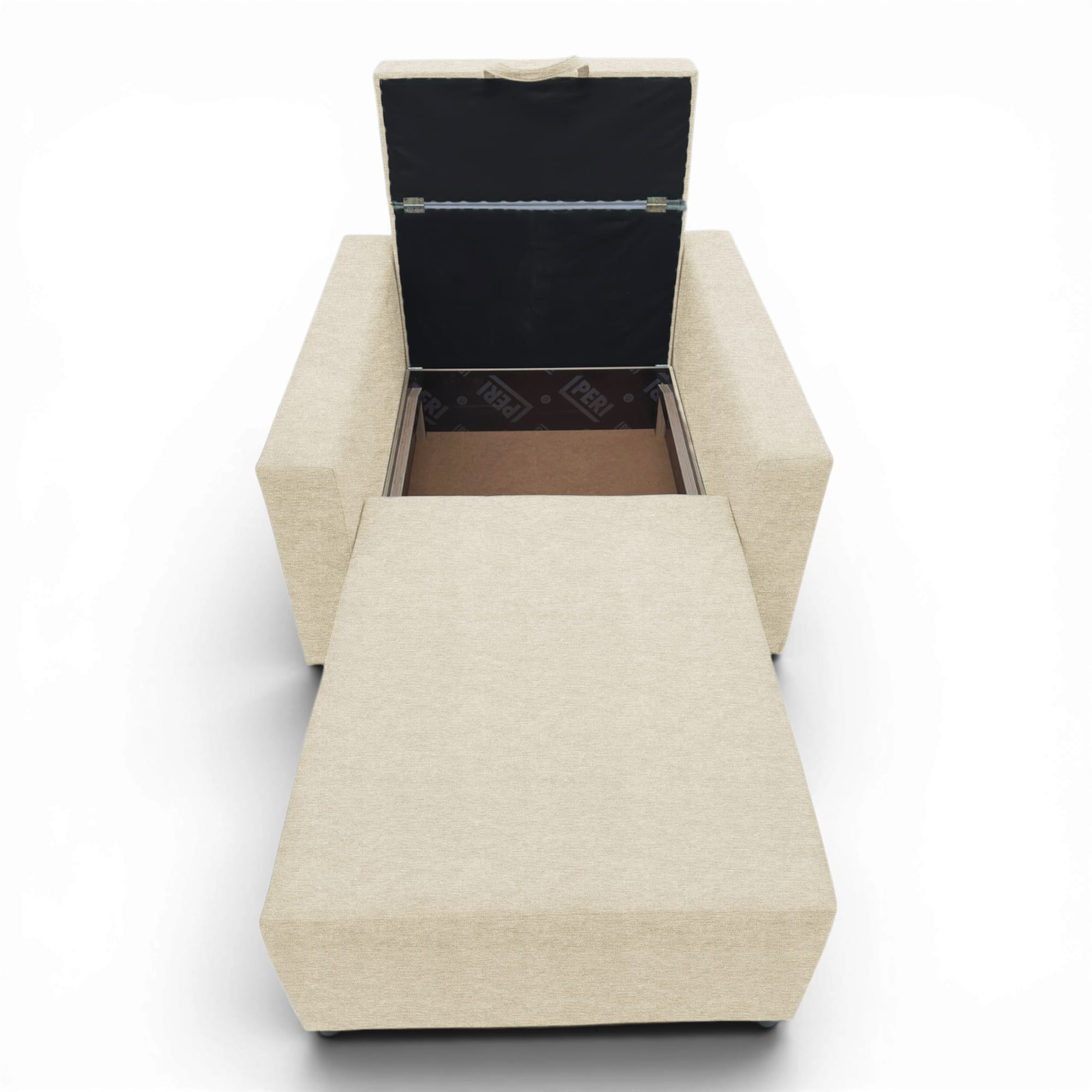 Neo modular folding armchair bed with storage drawer, cream — photo 4