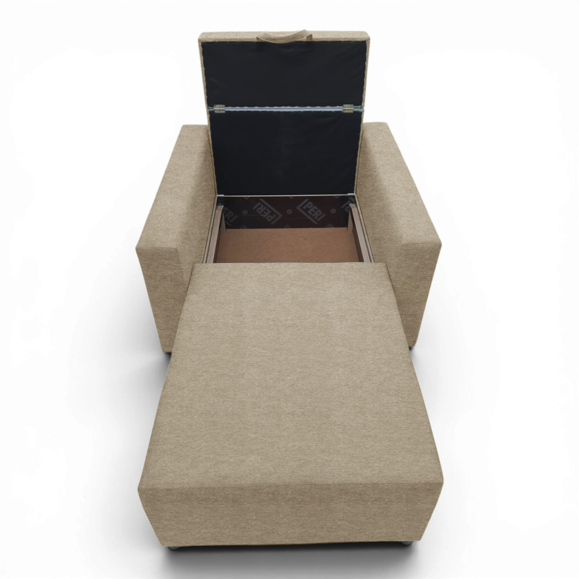 Neo modular folding armchair bed with storage drawer, beige-gray — photo 4