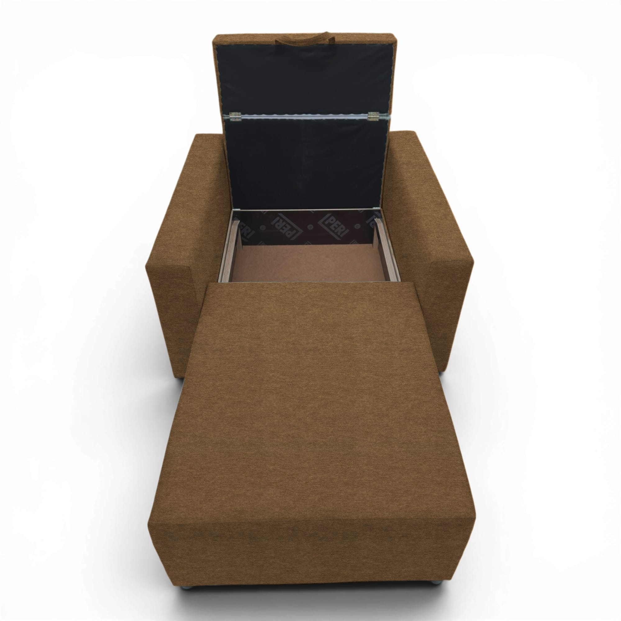 Neo modular folding armchair bed with storage drawer, brown — photo 4