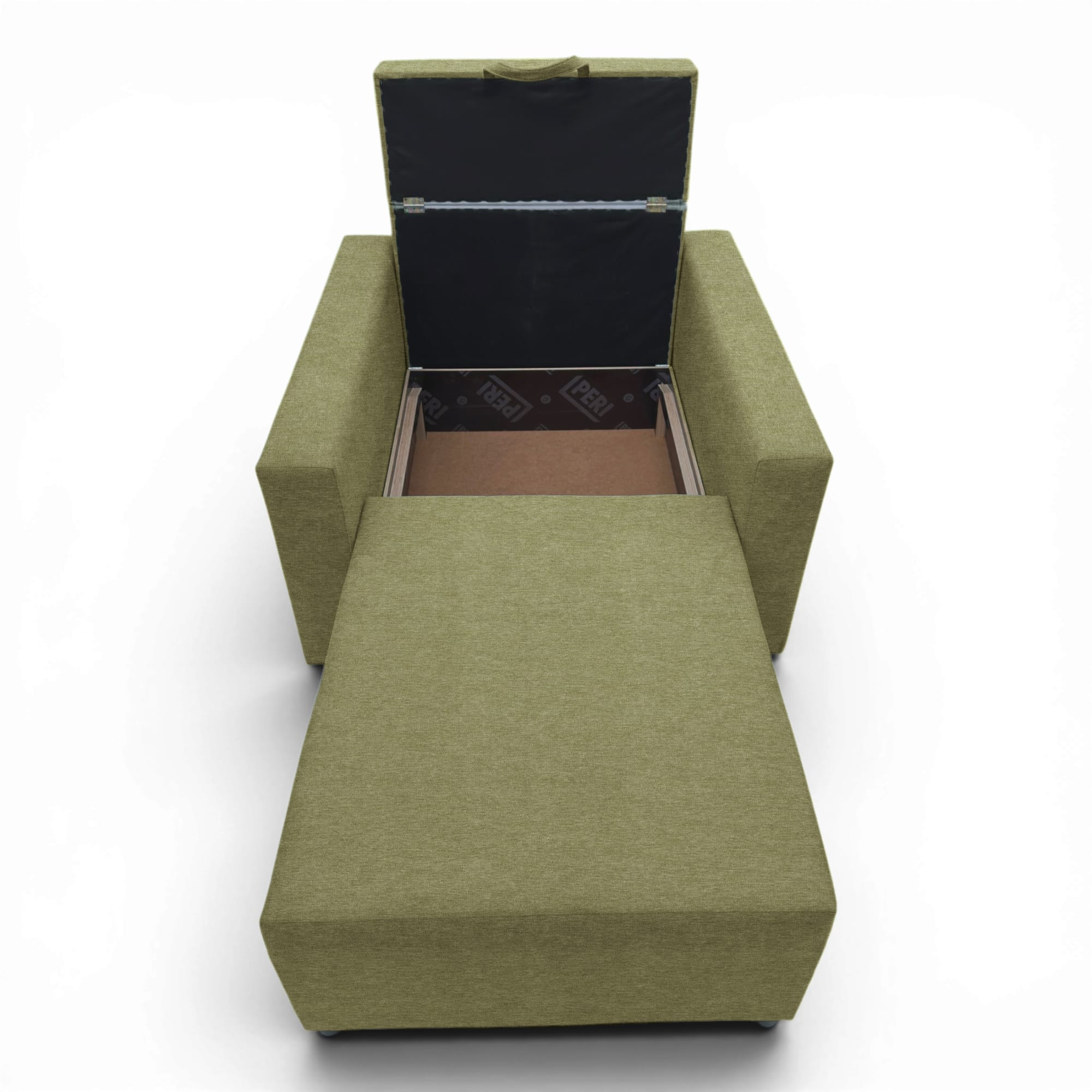 Neo modular folding armchair bed with storage drawer, green — photo 4