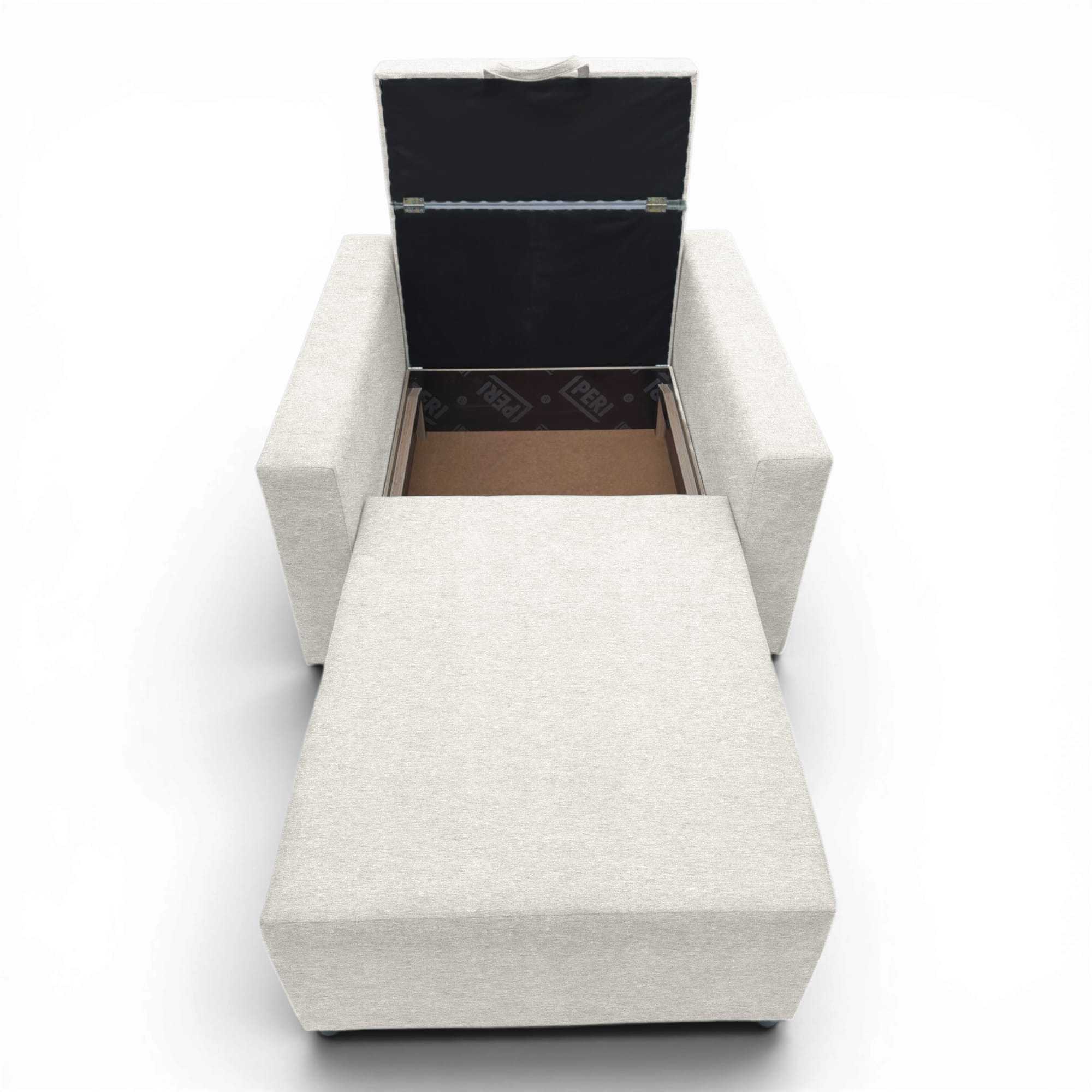 Neo modular folding armchair bed with storage drawer, light gray — photo 4