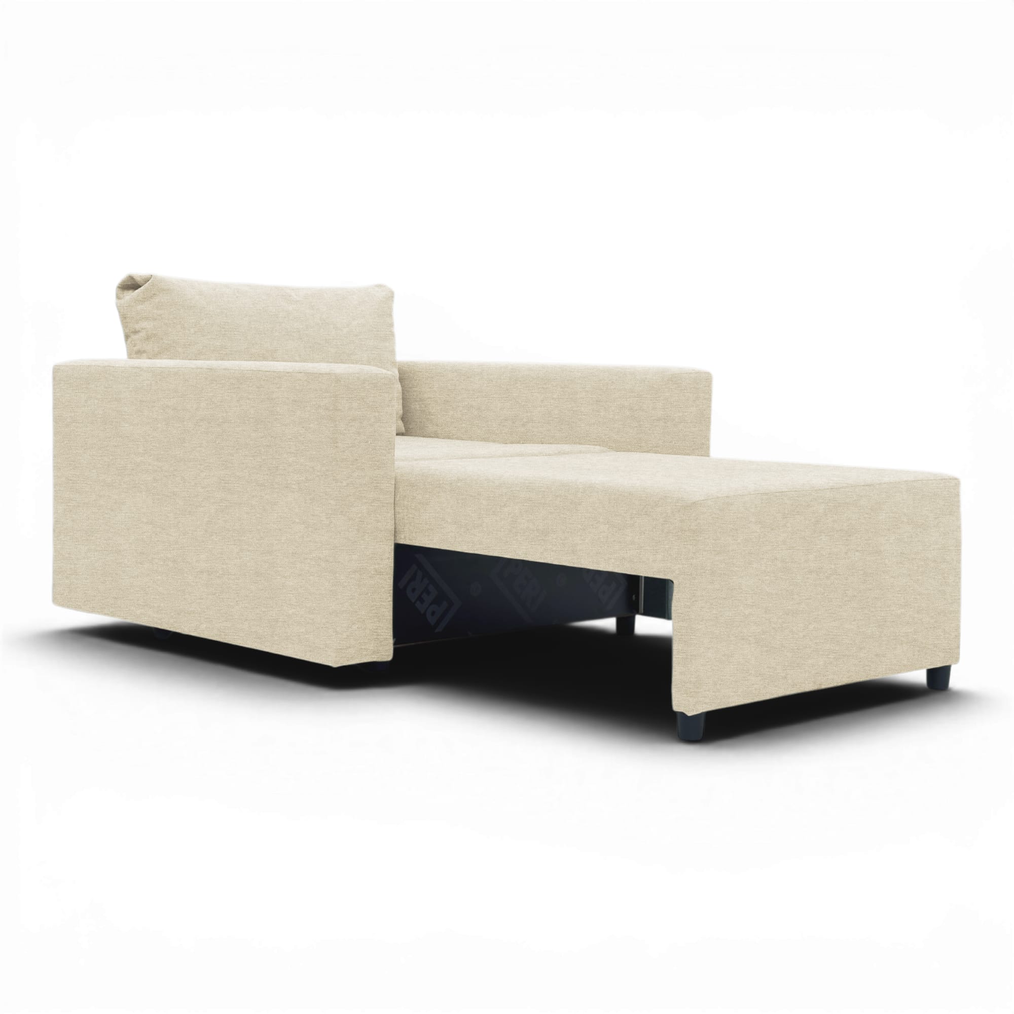 Neo modular folding armchair bed with storage drawer, cream — photo 5