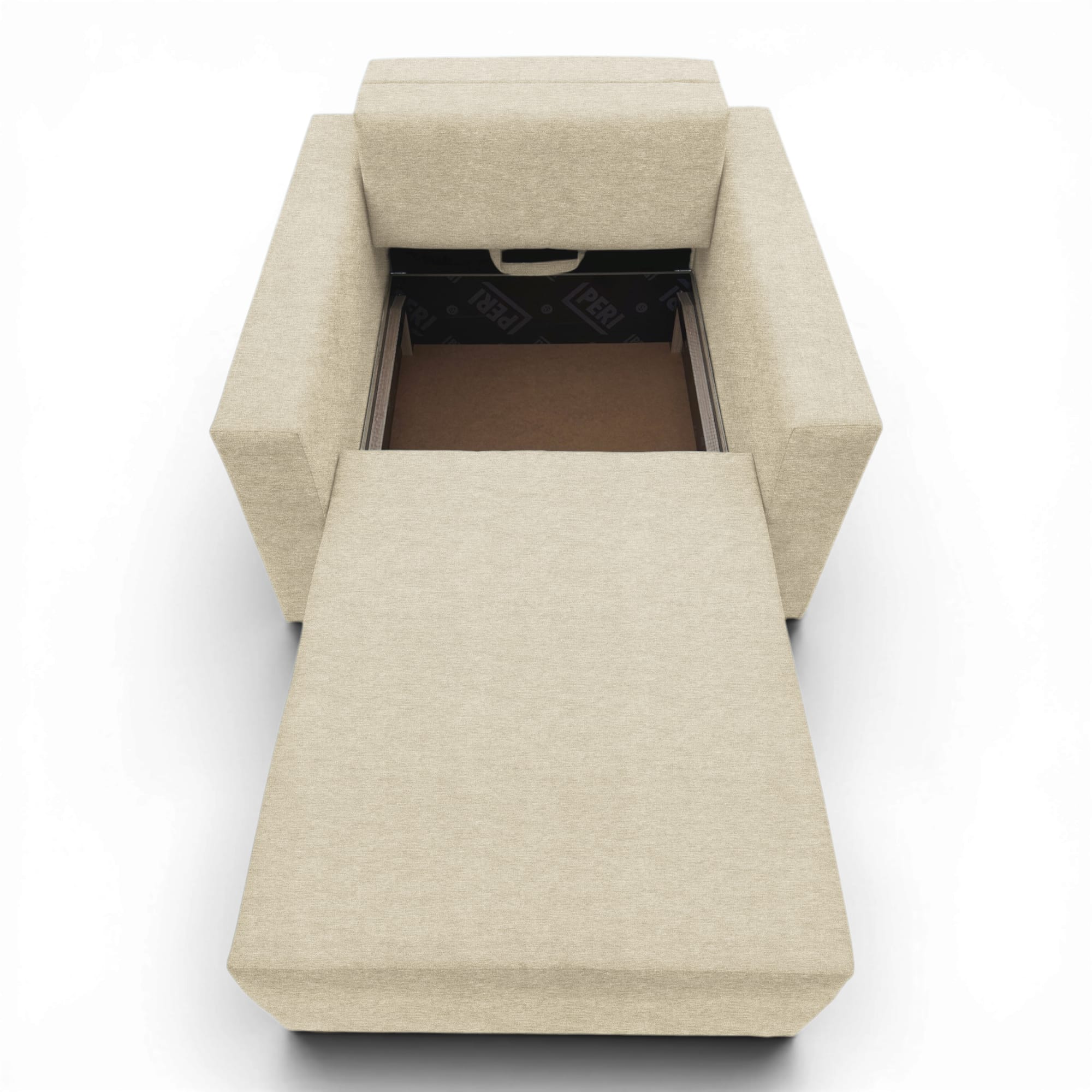 Neo modular folding armchair bed with storage drawer, cream — photo 10