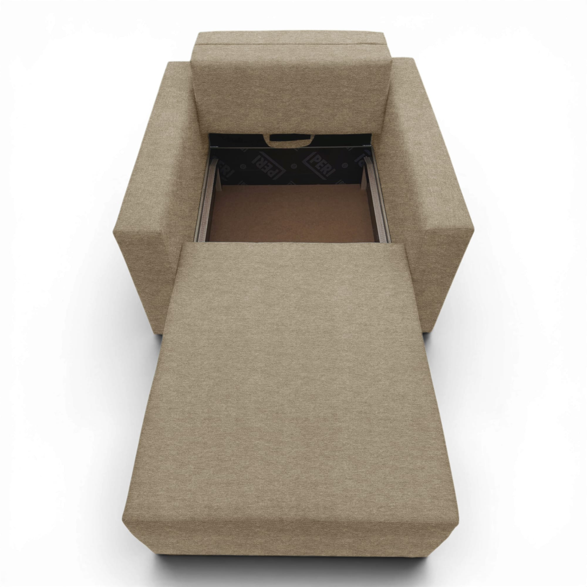 Neo modular folding armchair bed with storage drawer, beige-gray — photo 10