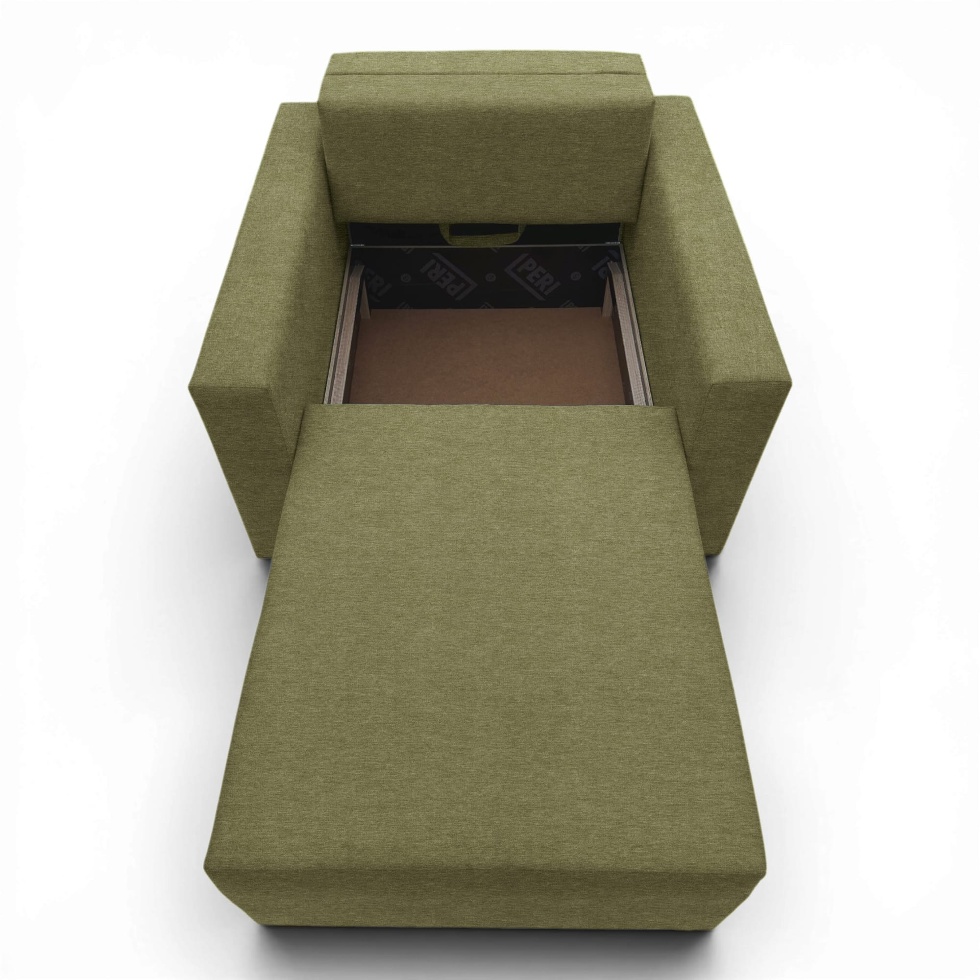 Neo modular folding armchair bed with storage drawer, green — photo 10