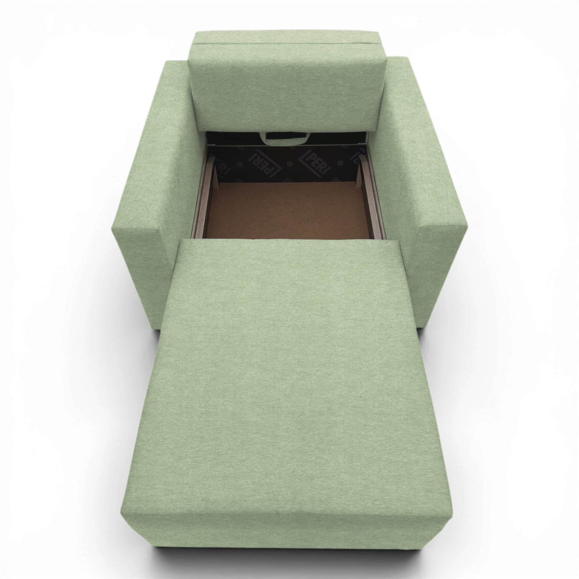 Neo modular folding armchair bed with storage drawer, turquoise — photo 10