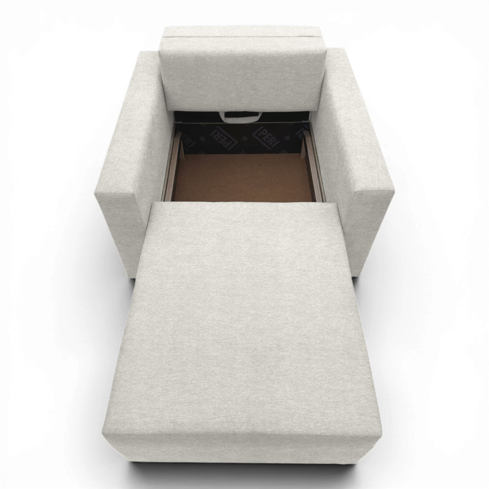Neo modular folding armchair bed with storage drawer, light gray — photo 10