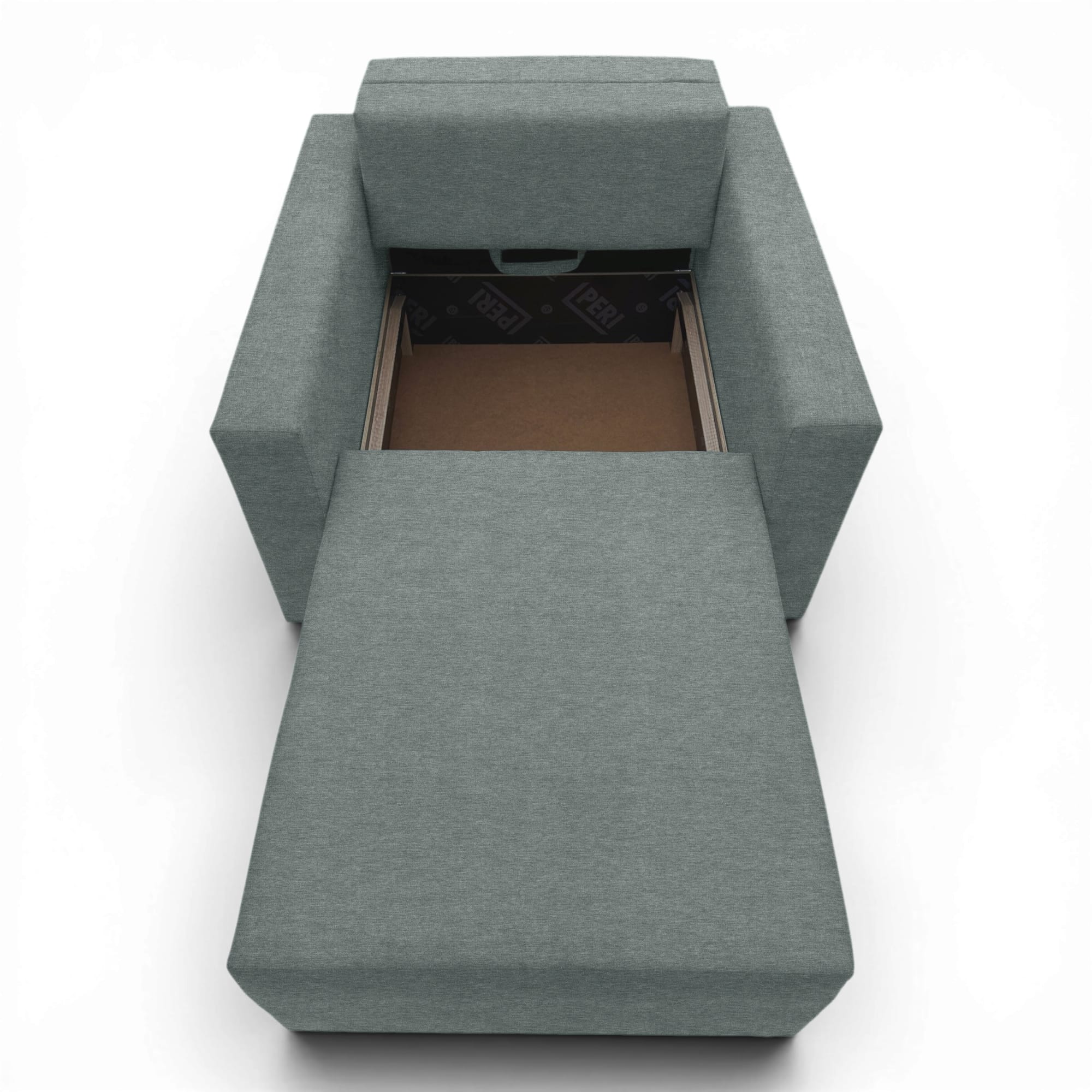 Neo modular folding armchair bed with storage drawer, dark gray — photo 10