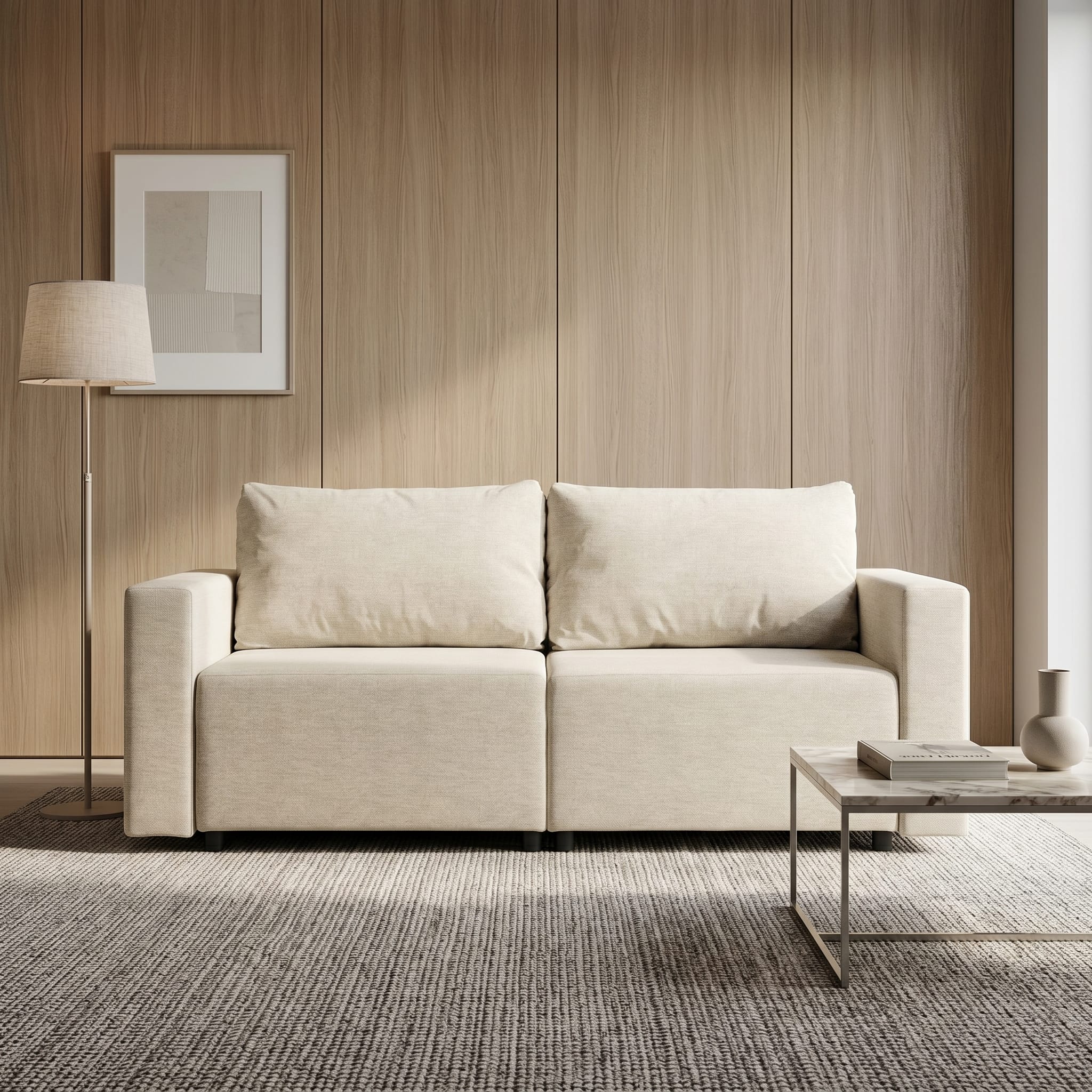 Neo modular convertible sofa bed with storage, cream — photo 1