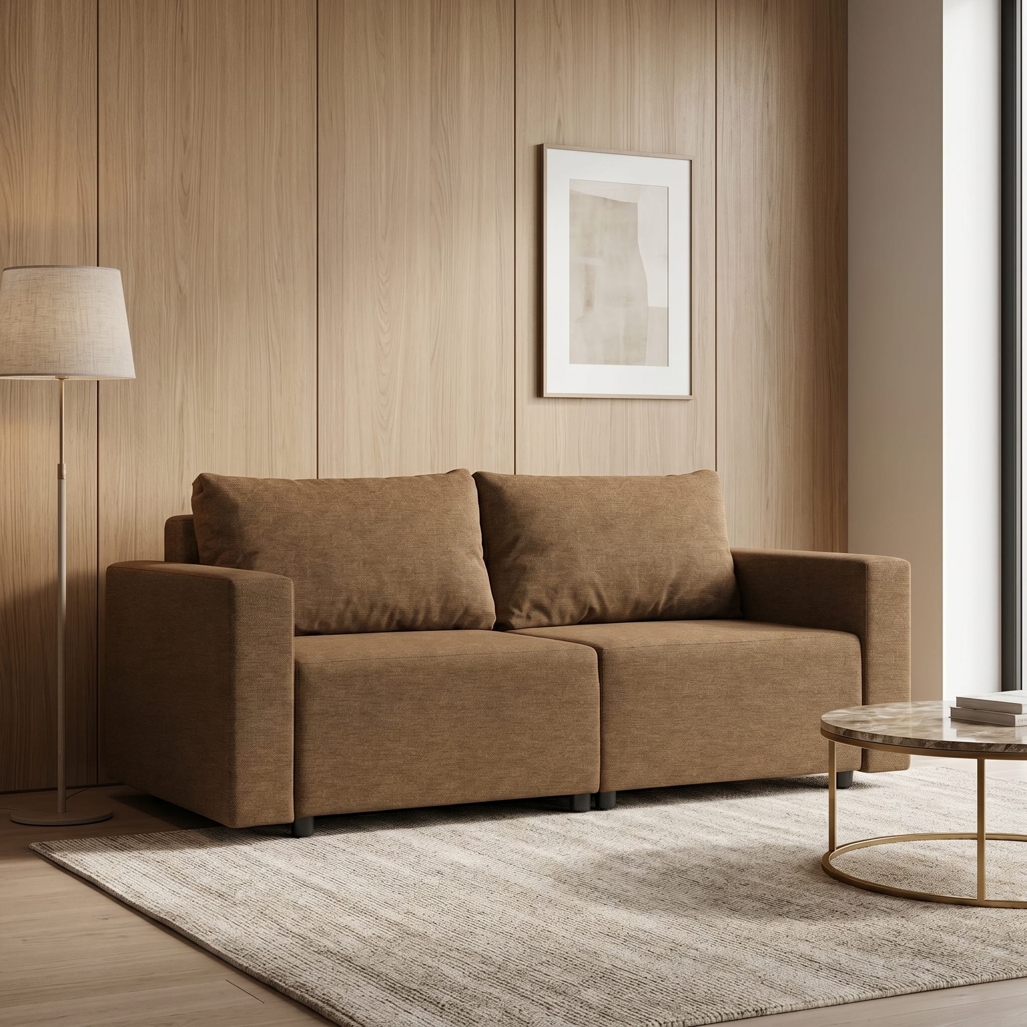 Neo modular convertible sofa bed with storage, brown — photo 1