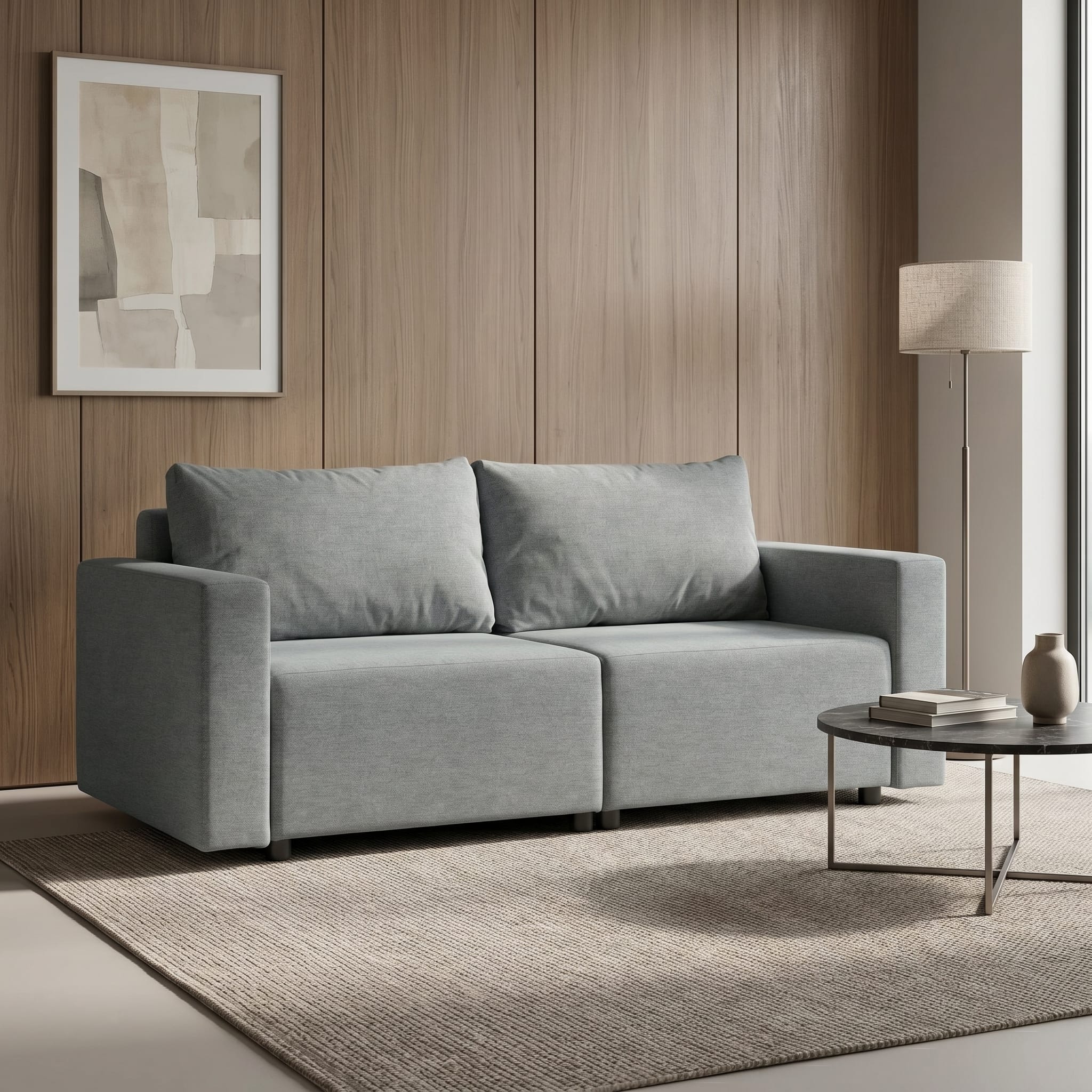 Neo modular convertible sofa bed with storage, dark gray — photo 1