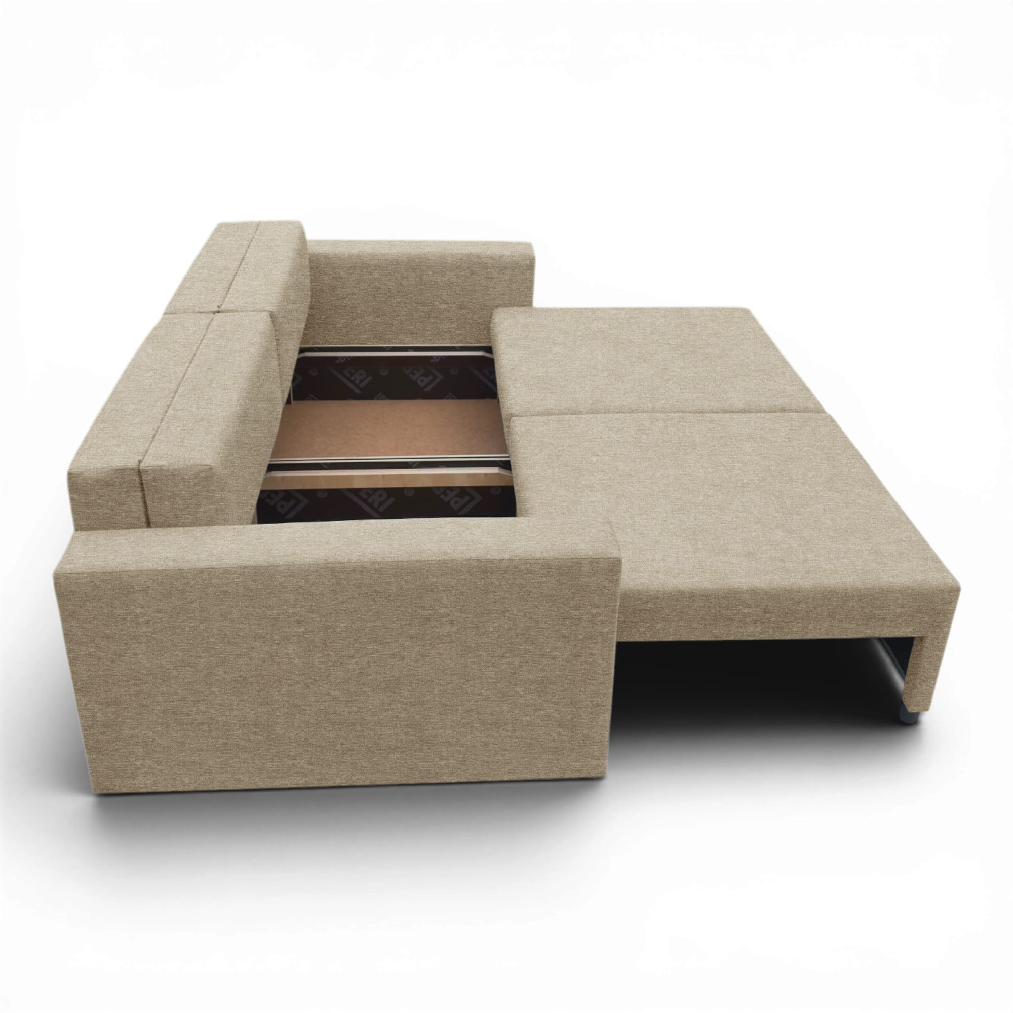 Neo modular convertible sofa bed with storage, beige-gray — photo 14
