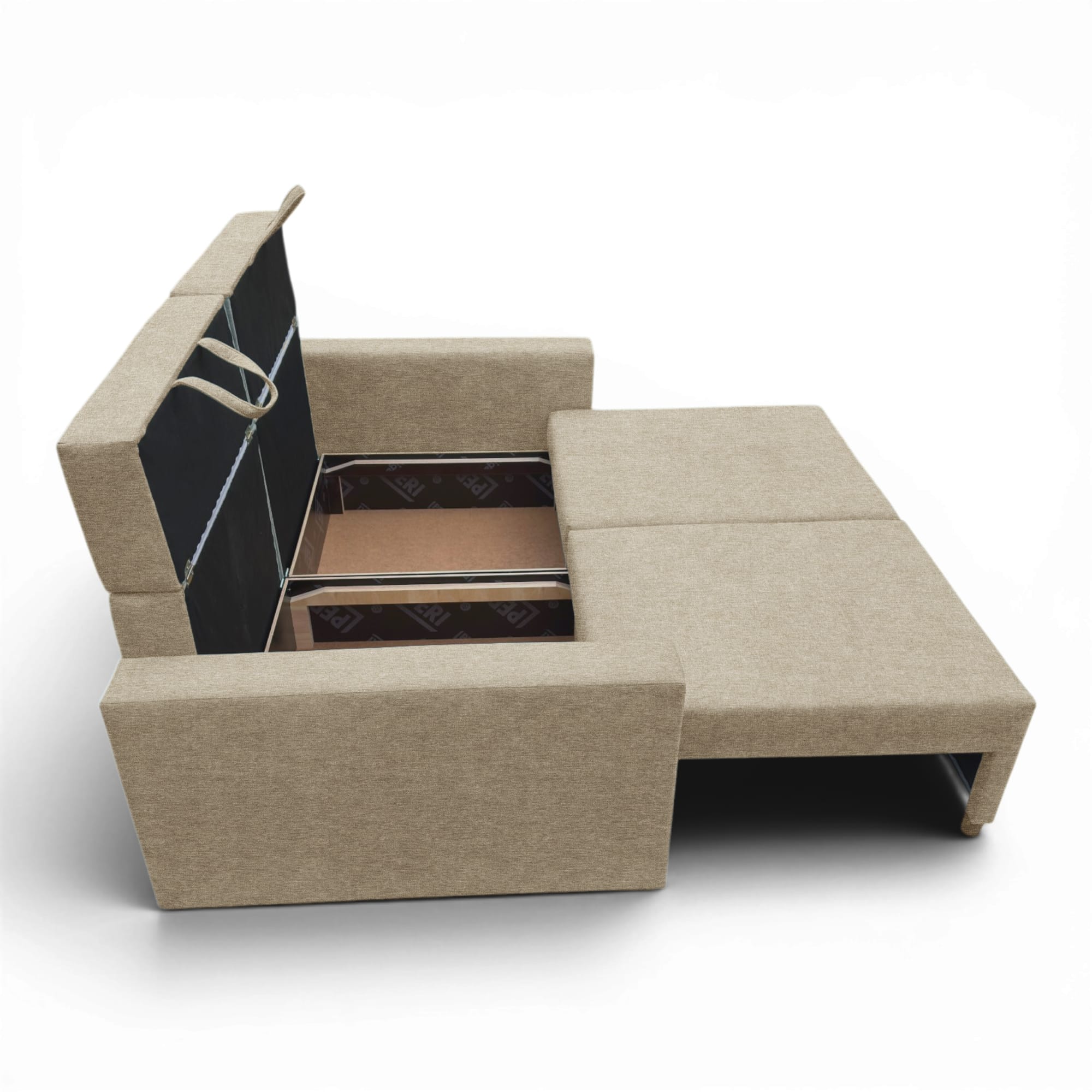 Neo modular convertible sofa bed with storage, beige-gray — photo 15
